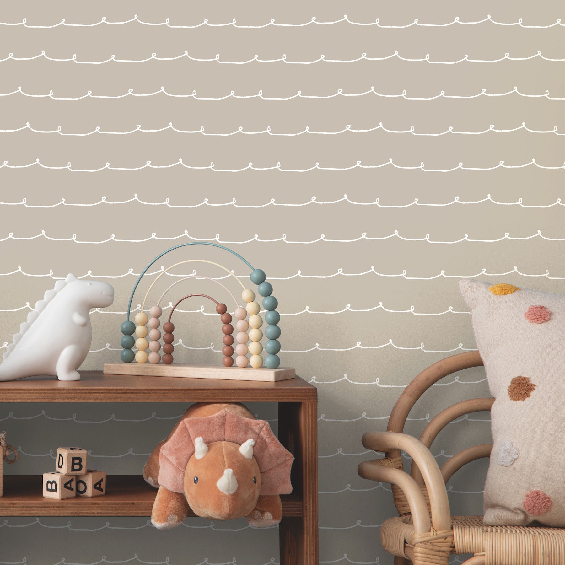wiggle-line-taupe-stripe-wallpaper-york-wallcoverings-4203-27569 - York Wallcoverings Wallpaper