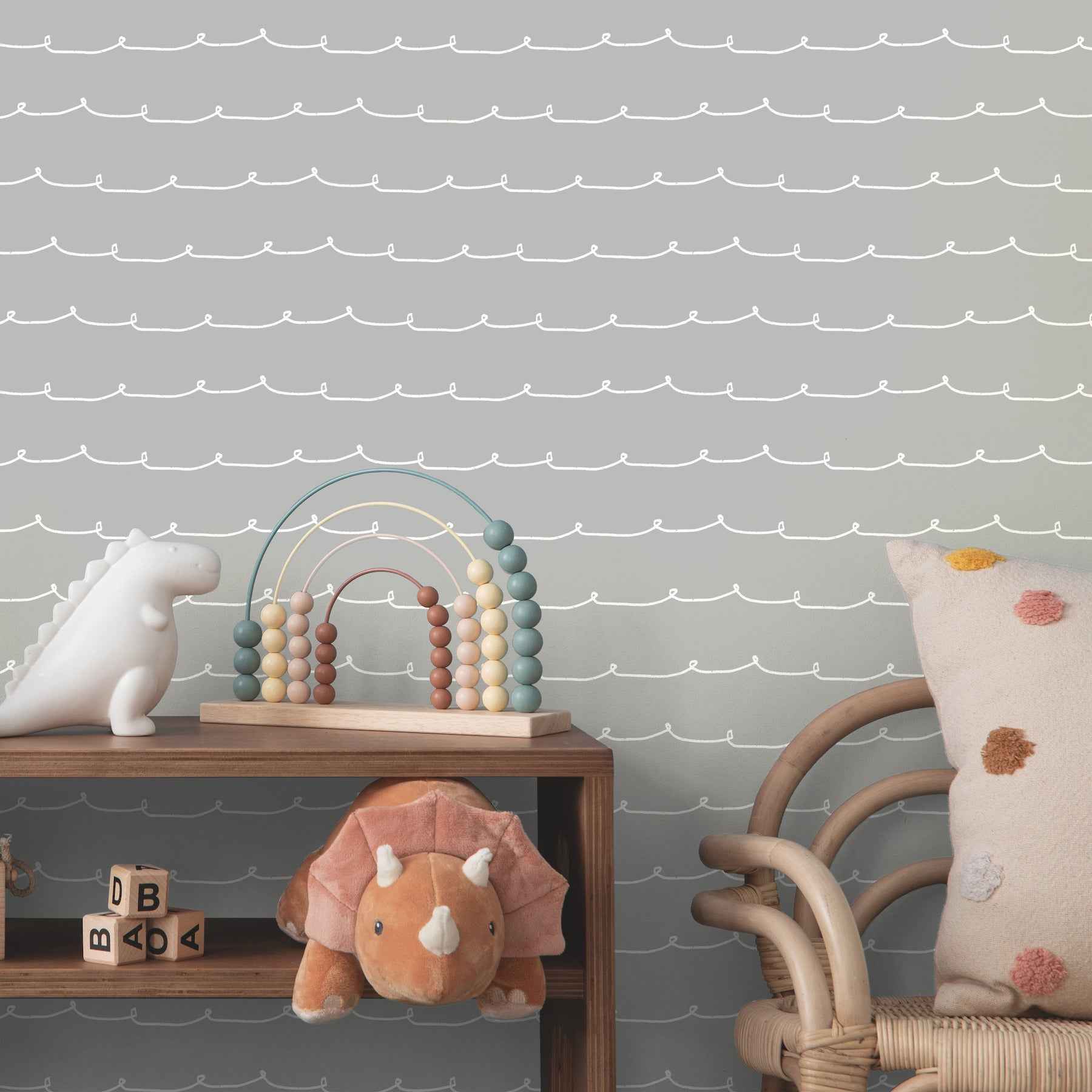 Wiggle Line Grey Stripe Wallpaper - York Wallcoverings - 4203-27570 - York Wallcoverings Wallpaper