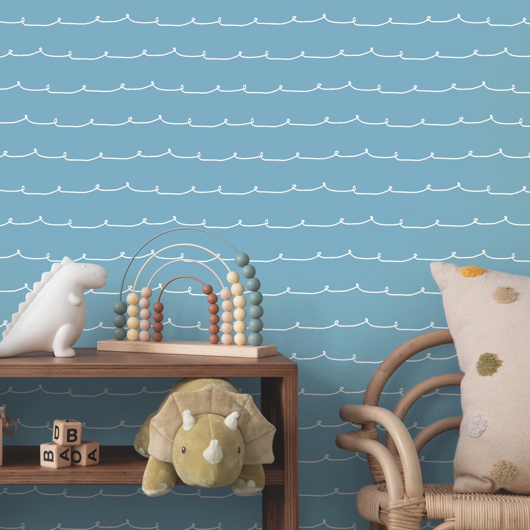 wiggle-line-blue-stripe-wallpaper-york-wallcoverings-4203-27572 - York Wallcoverings Wallpaper