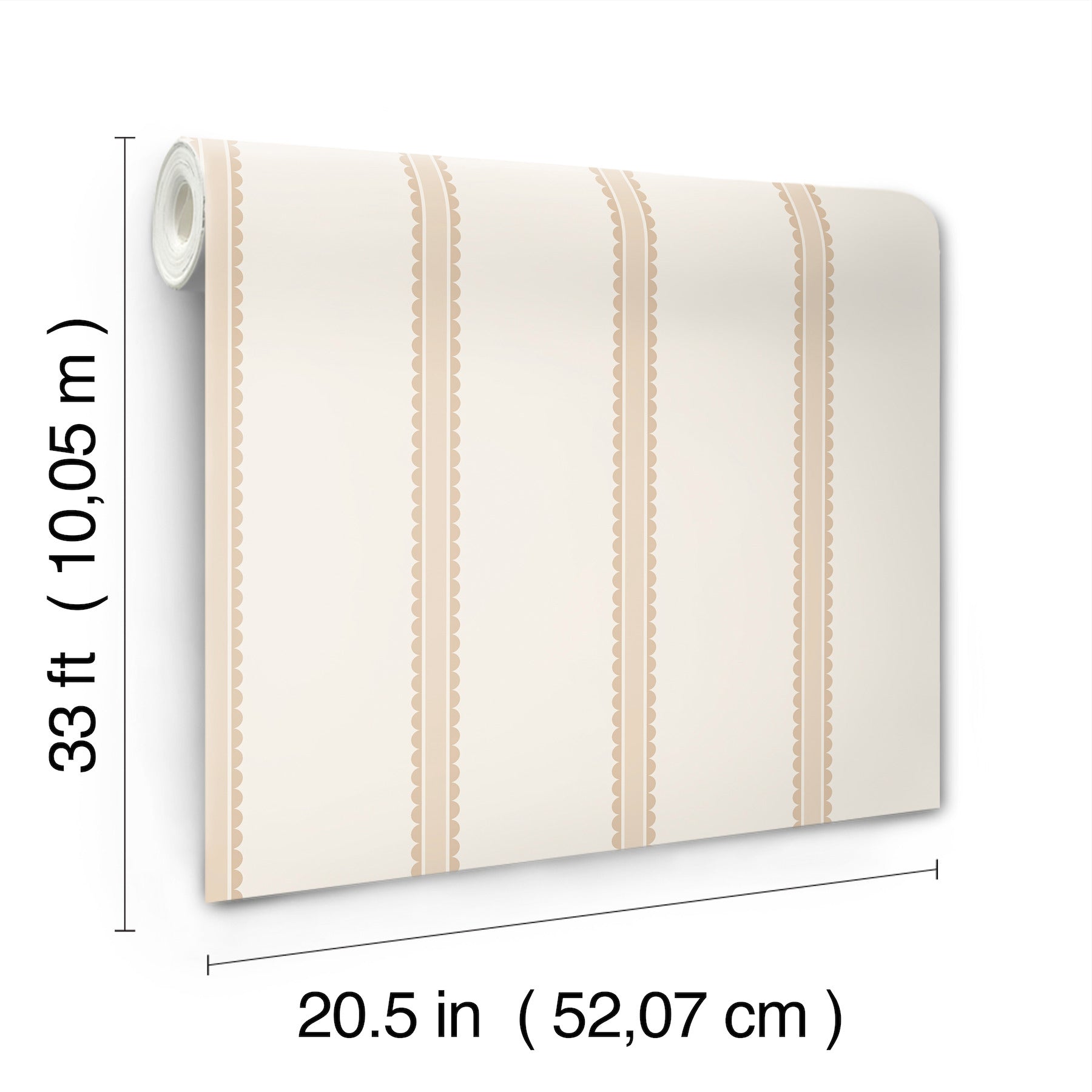 bobbin-stripe-light-brown-scalloped-wallpaper-york-wallcoverings-4203-27575 - York Wallcoverings Wallpaper
