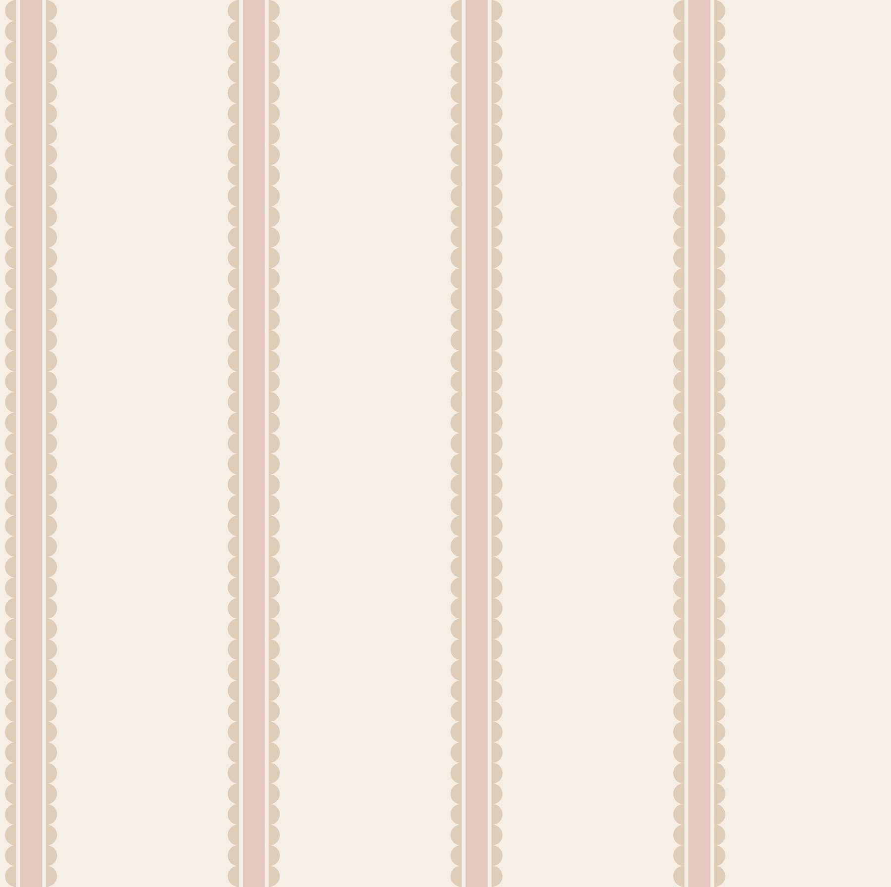 Bobbin Stripe Pink Scalloped Wallpaper - York Wallcoverings - 4203-27576 - York Wallcoverings Wallpaper