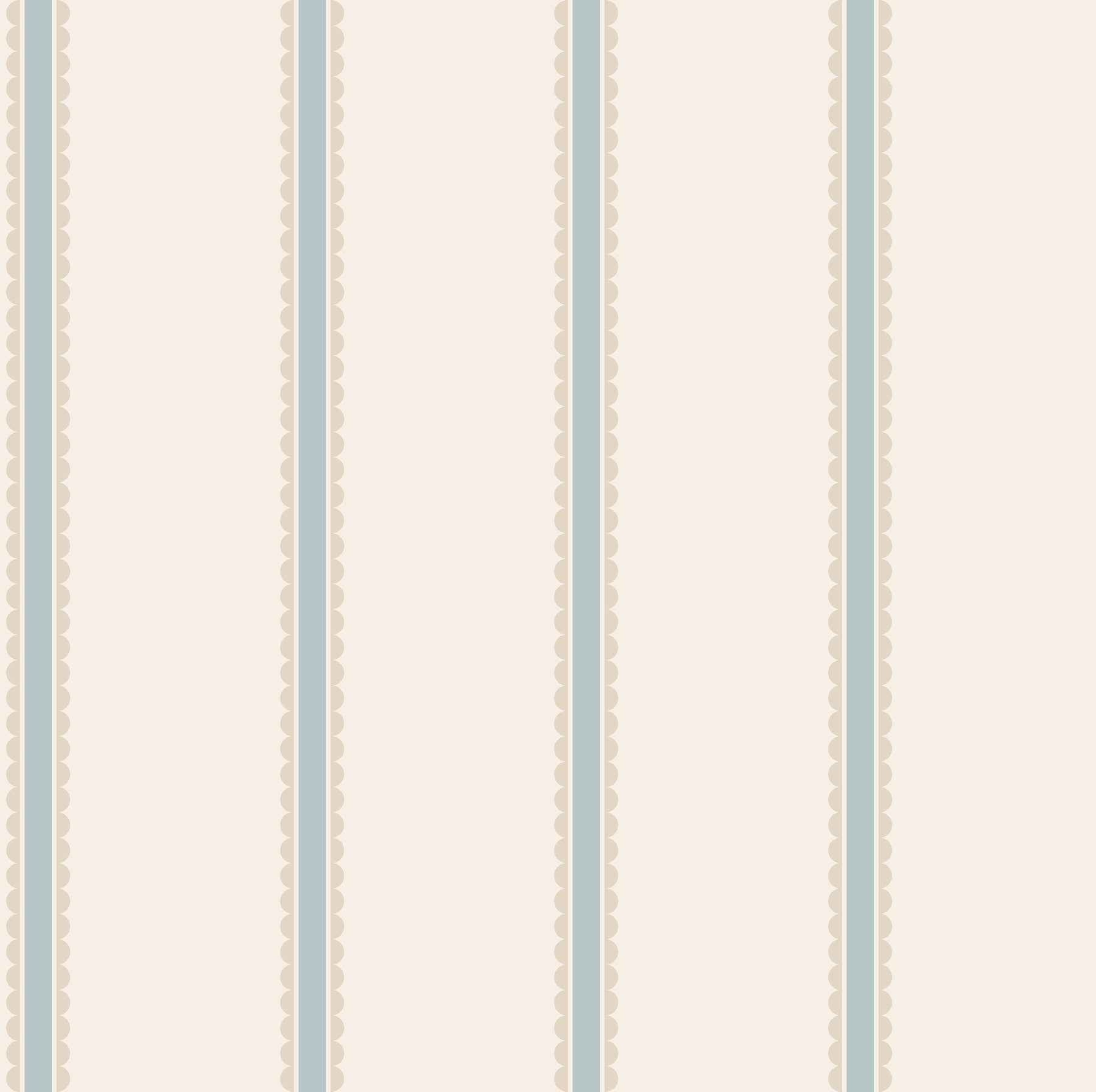 Bobbin Stripe Light Blue Scalloped Wallpaper - York Wallcoverings - 4203-27578