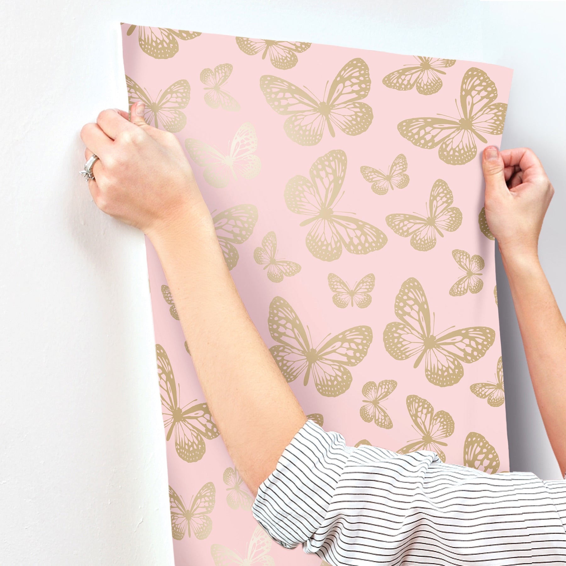 metallic-butterflies-pink-whimsical-wallpaper-york-wallcoverings-4203-27586 - York Wallcoverings Wallpaper