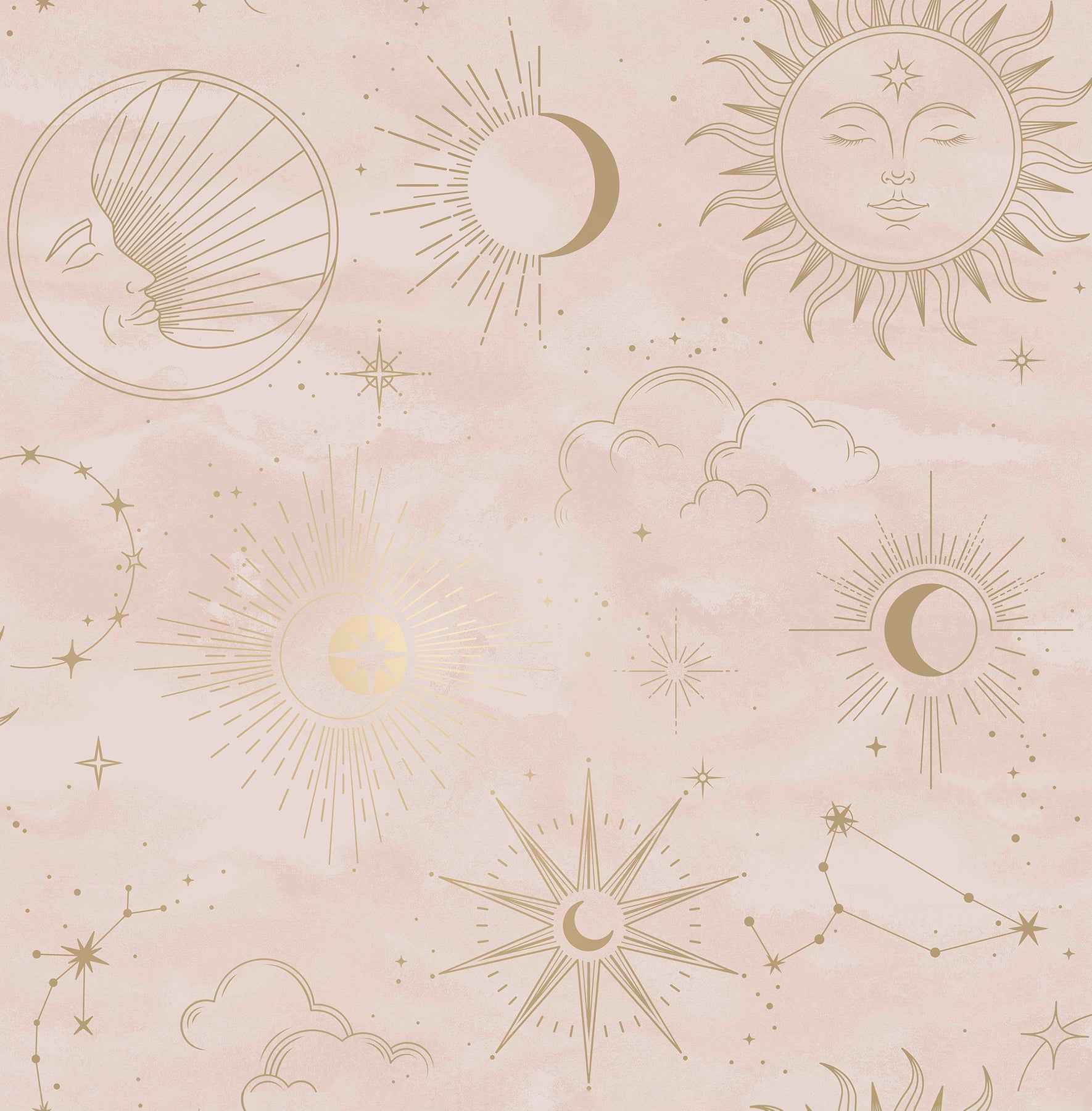 Mystic Pink Celestial Wallpaper - York Wallcoverings - 4203-27588 - York Wallcoverings Wallpaper
