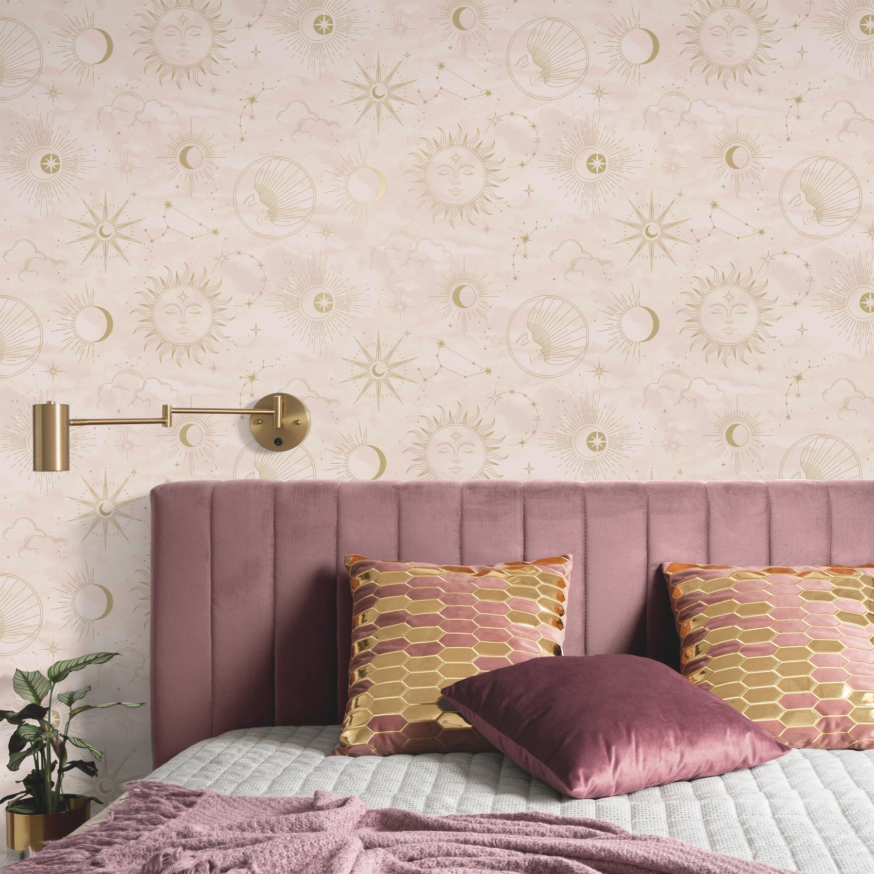 mystic-pink-celestial-wallpaper-york-wallcoverings-4203-27588 - York Wallcoverings Wallpaper