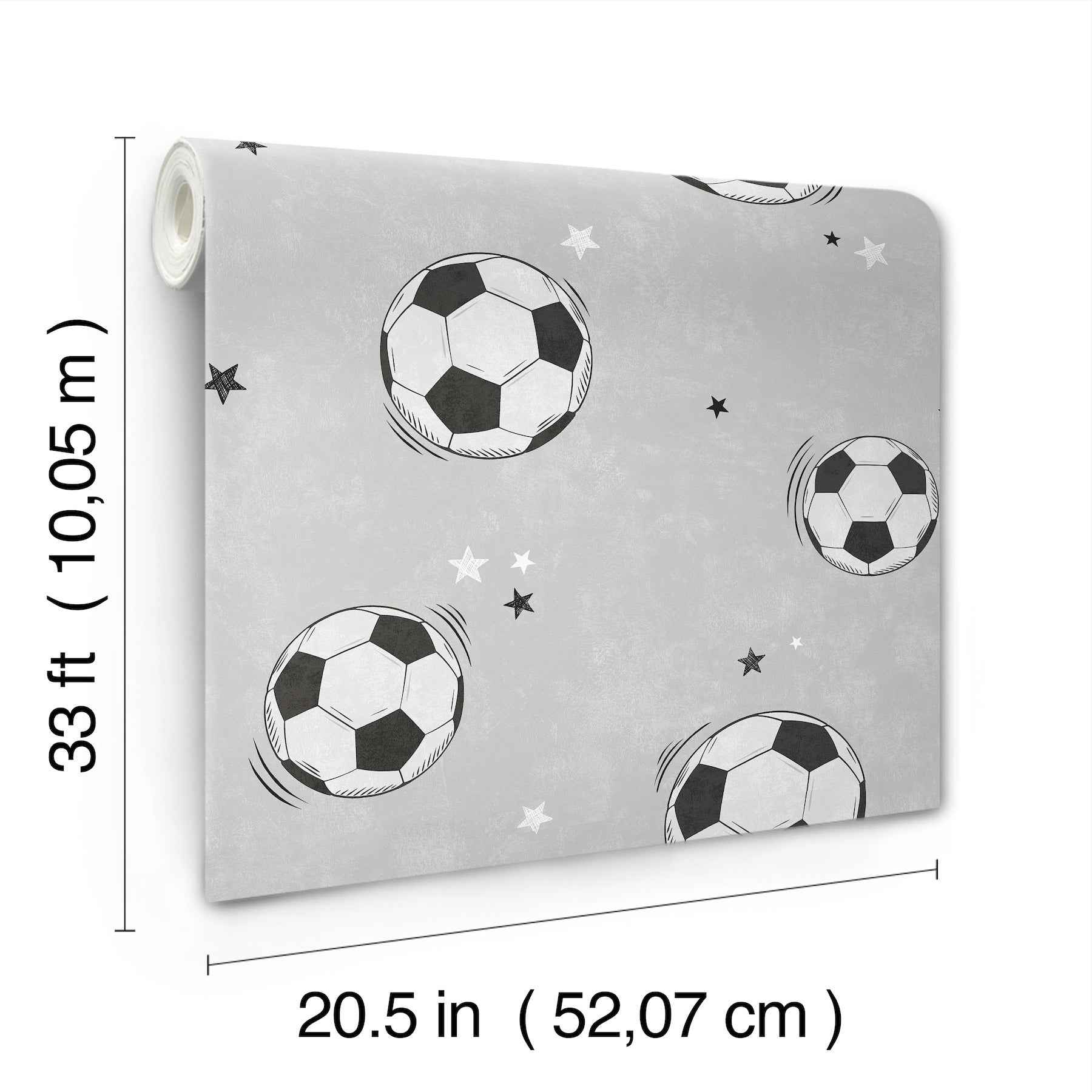 Footballs Grey Soccer Wallpaper - York Wallcoverings - 4203-27590 - York Wallcoverings Wallpaper