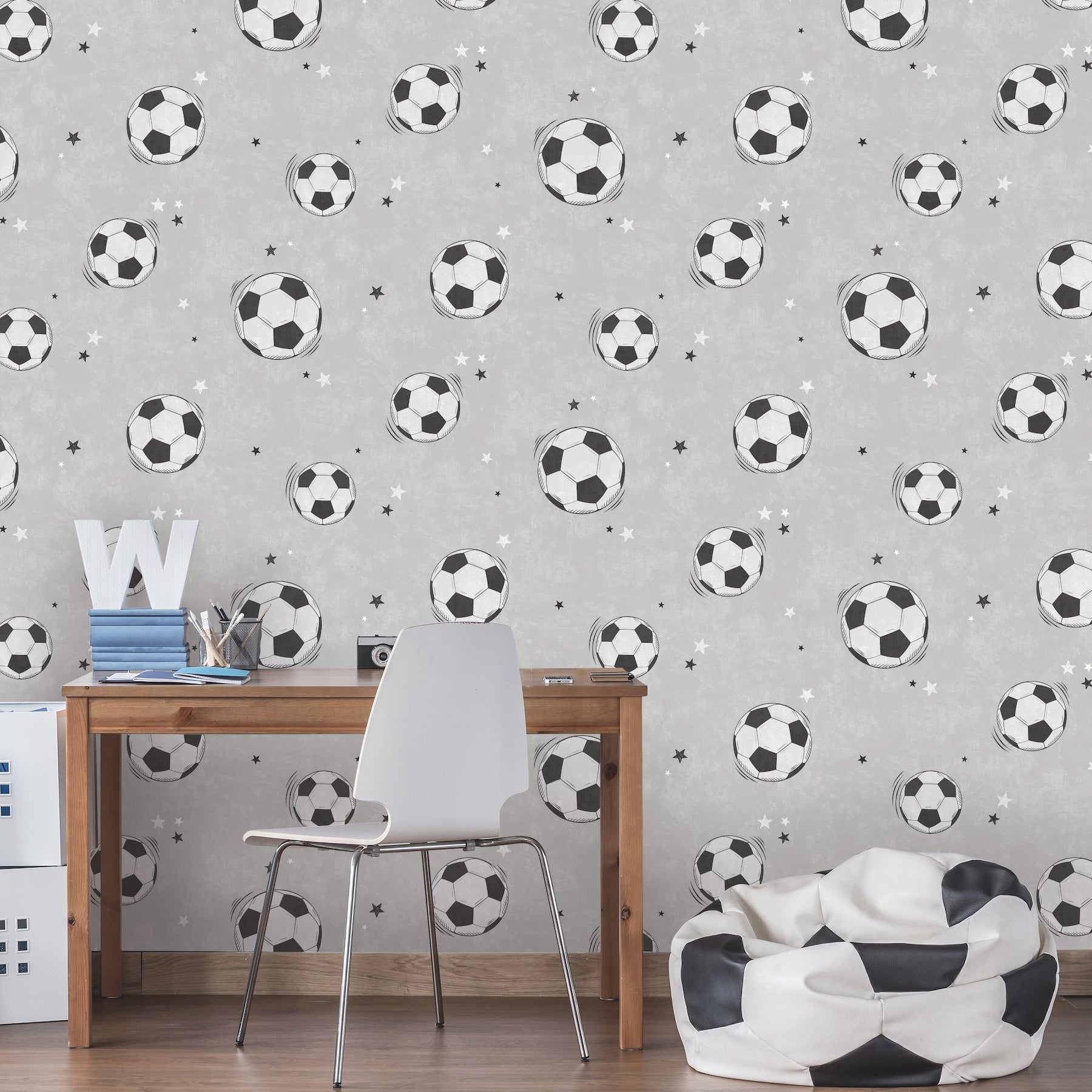 footballs-grey-soccer-wallpaper-york-wallcoverings-4203-27590 - York Wallcoverings Wallpaper