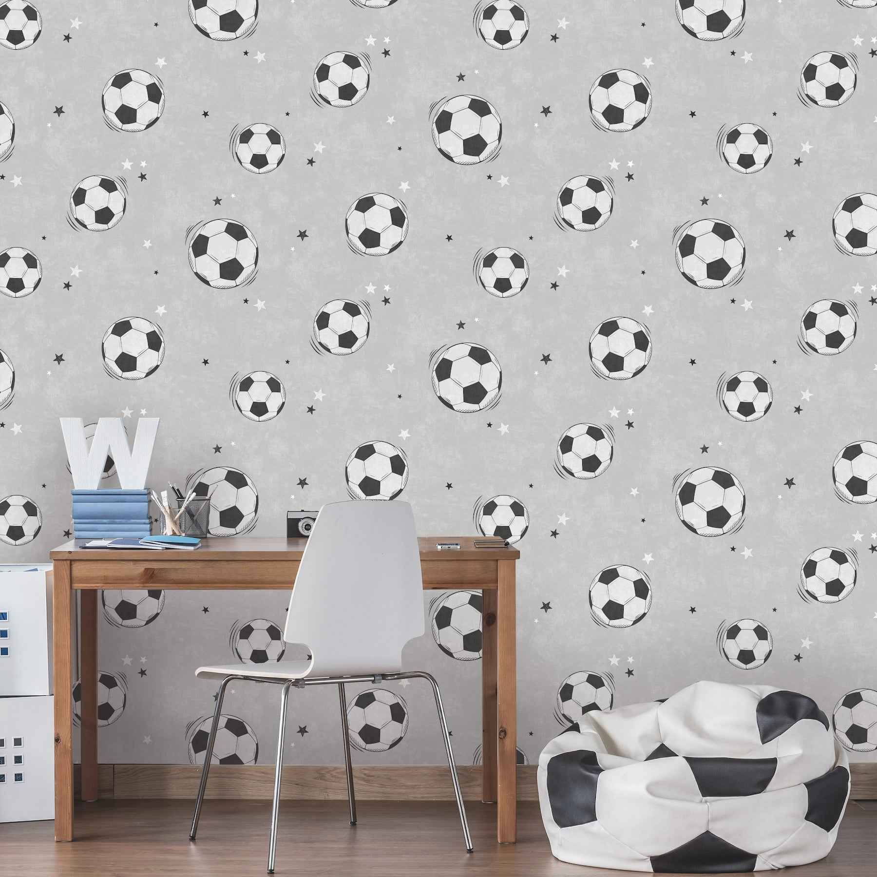 Footballs Grey Soccer Wallpaper - York Wallcoverings - 4203-27590 - York Wallcoverings Wallpaper