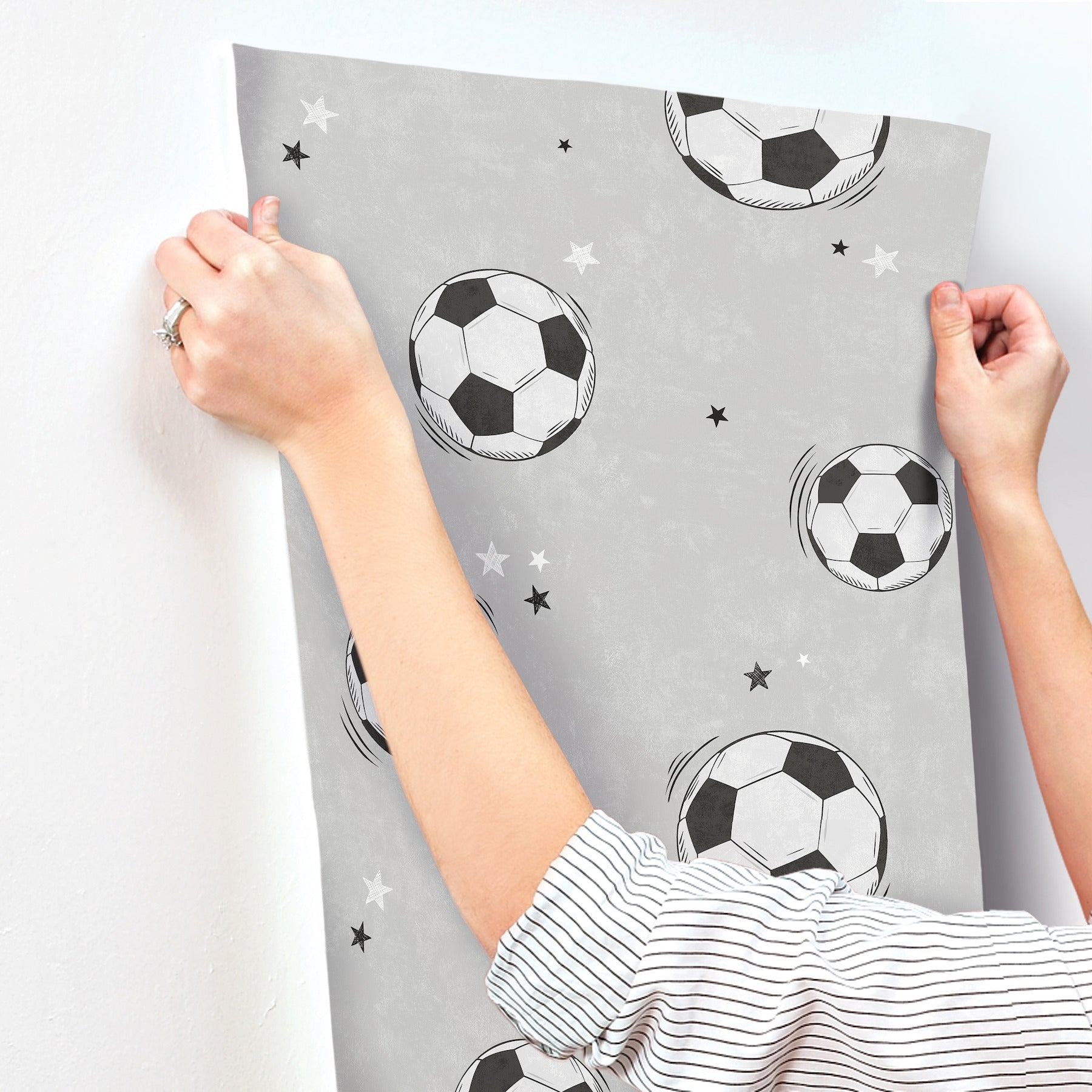 footballs-grey-soccer-wallpaper-york-wallcoverings-4203-27590 - York Wallcoverings Wallpaper