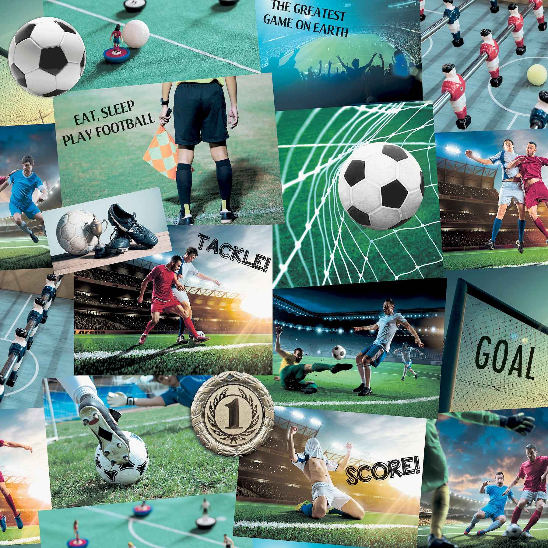 Football Fan Multicolor Soccer Wallpaper - York Wallcoverings - 4203-27591 - York Wallcoverings Wallpaper