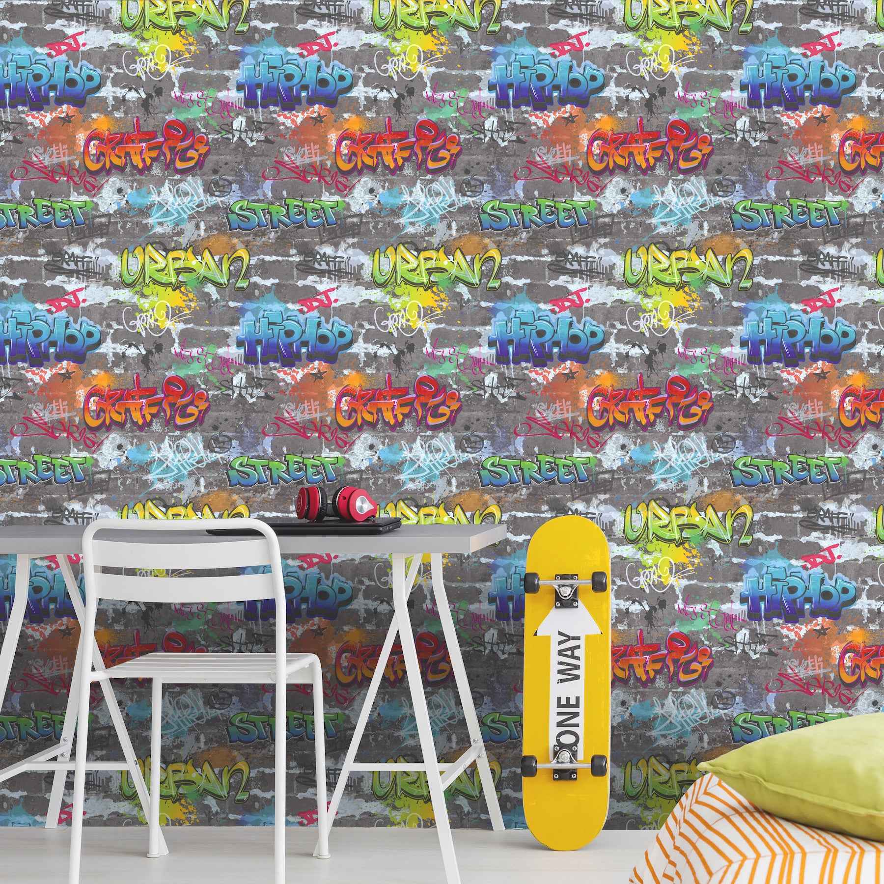 Graffiti Wall Multicolor Street Styles Wallpaper - York Wallcoverings - 4203-27592 - York Wallcoverings Wallpaper