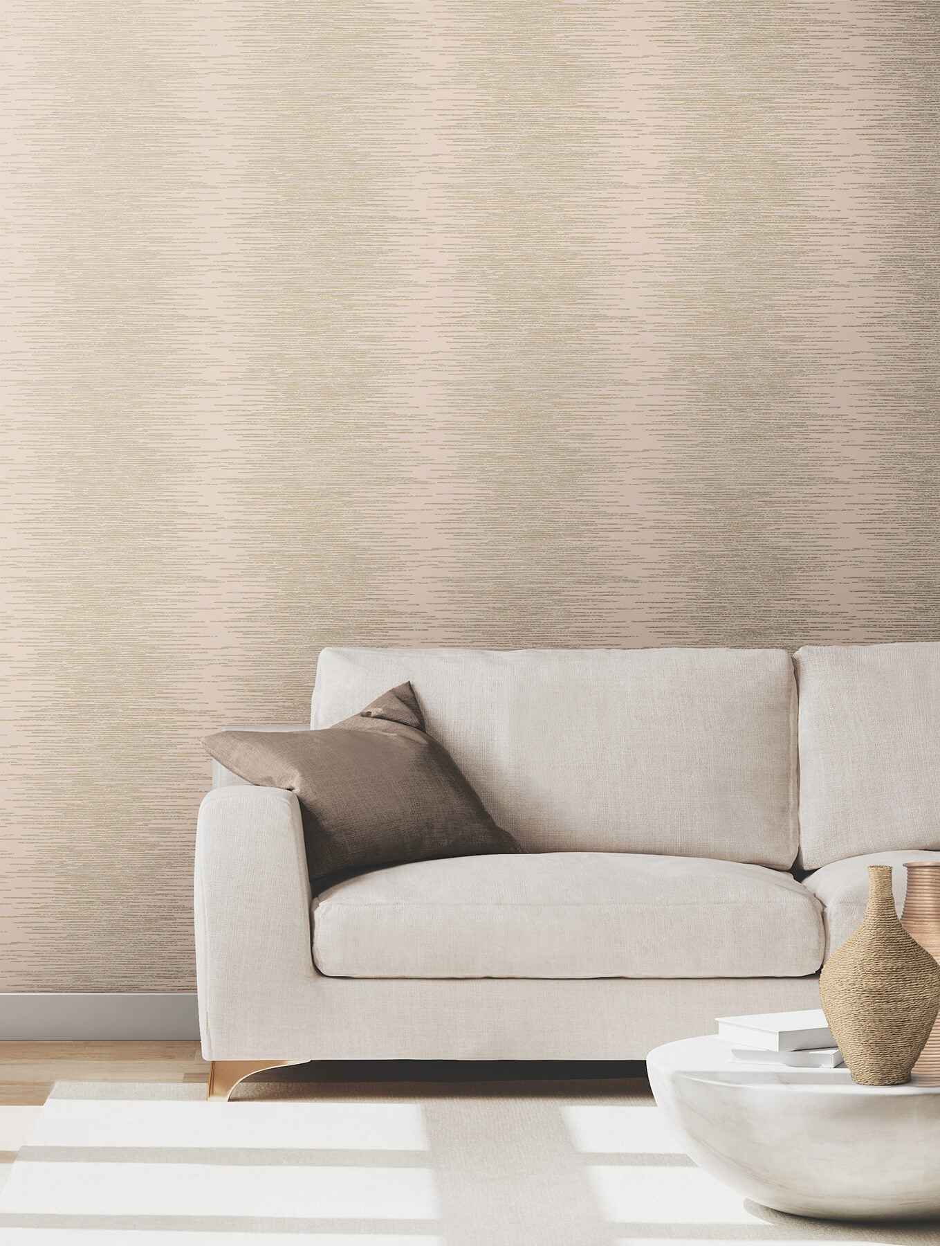 Operetta Blush Metallic Columns Wallpaper - York Wallcoverings - VR1502 - York Wallcoverings Wallpaper