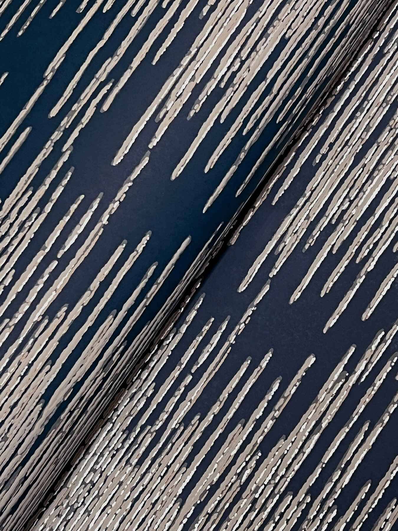Operetta Navy Metallic Columns Wallpaper - York Wallcoverings - VR1503 - York Wallcoverings Wallpaper