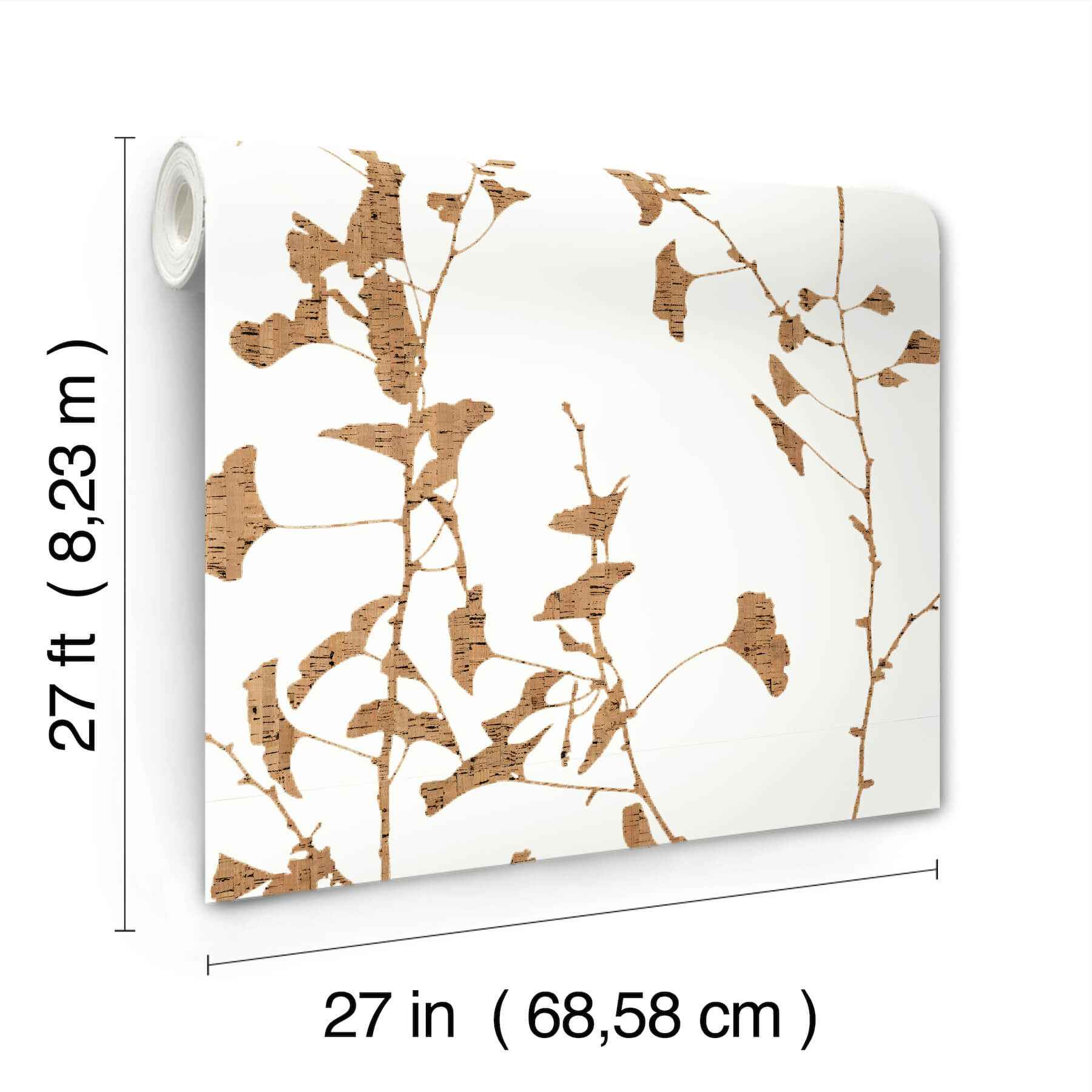 Ginkgo Silhouette Light Brown Cork Wallpaper - York Wallcoverings - VR1509 - York Wallcoverings Wallpaper