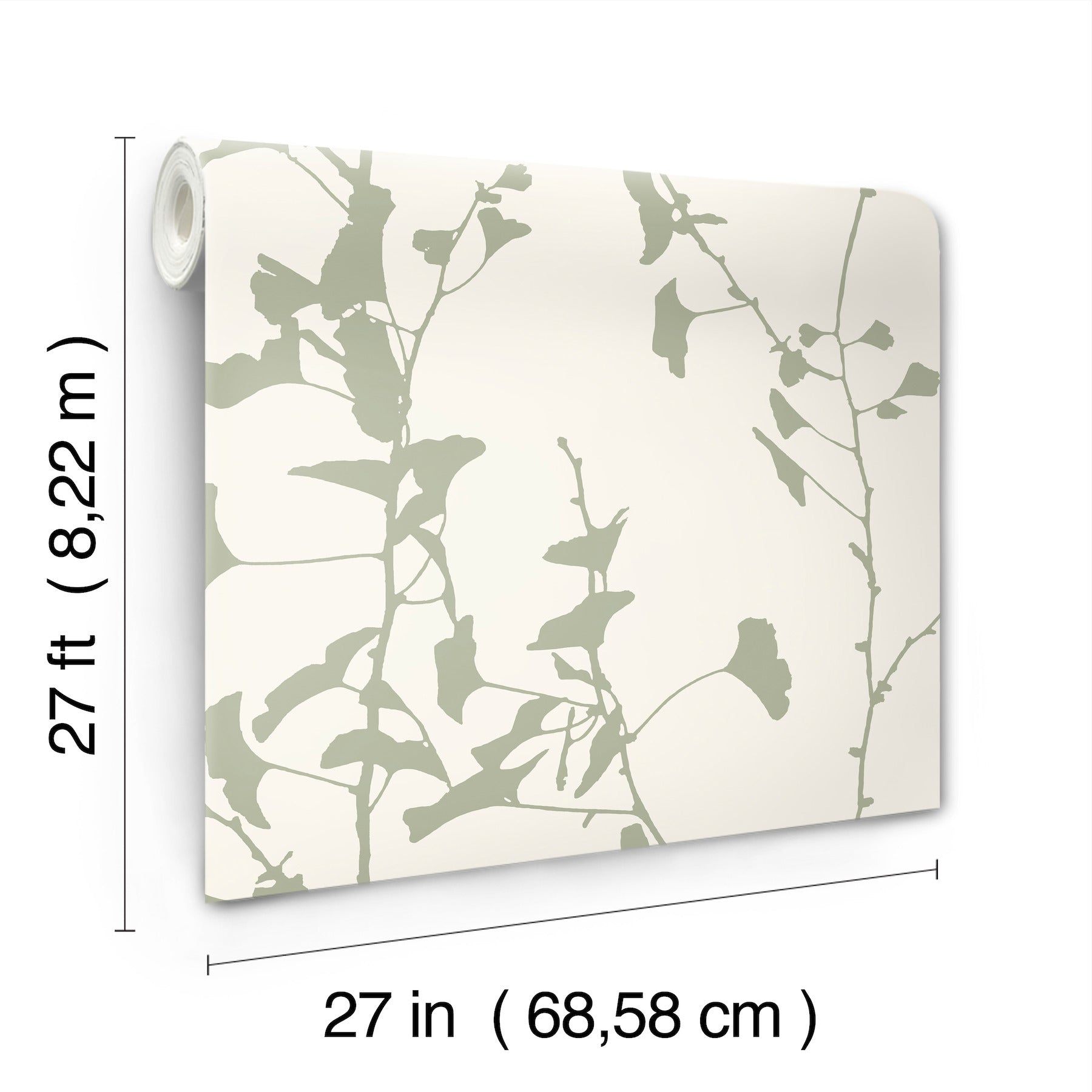 ginkgo-silhouette-sage-cork-wallpaper-york-wallcoverings-vr1510 - York Wallcoverings Wallpaper