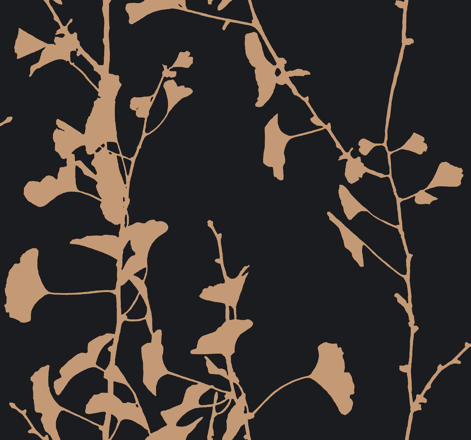 ginkgo-silhouette-black-gold-cork-wallpaper-york-wallcoverings-vr1512 - York Wallcoverings Wallpaper