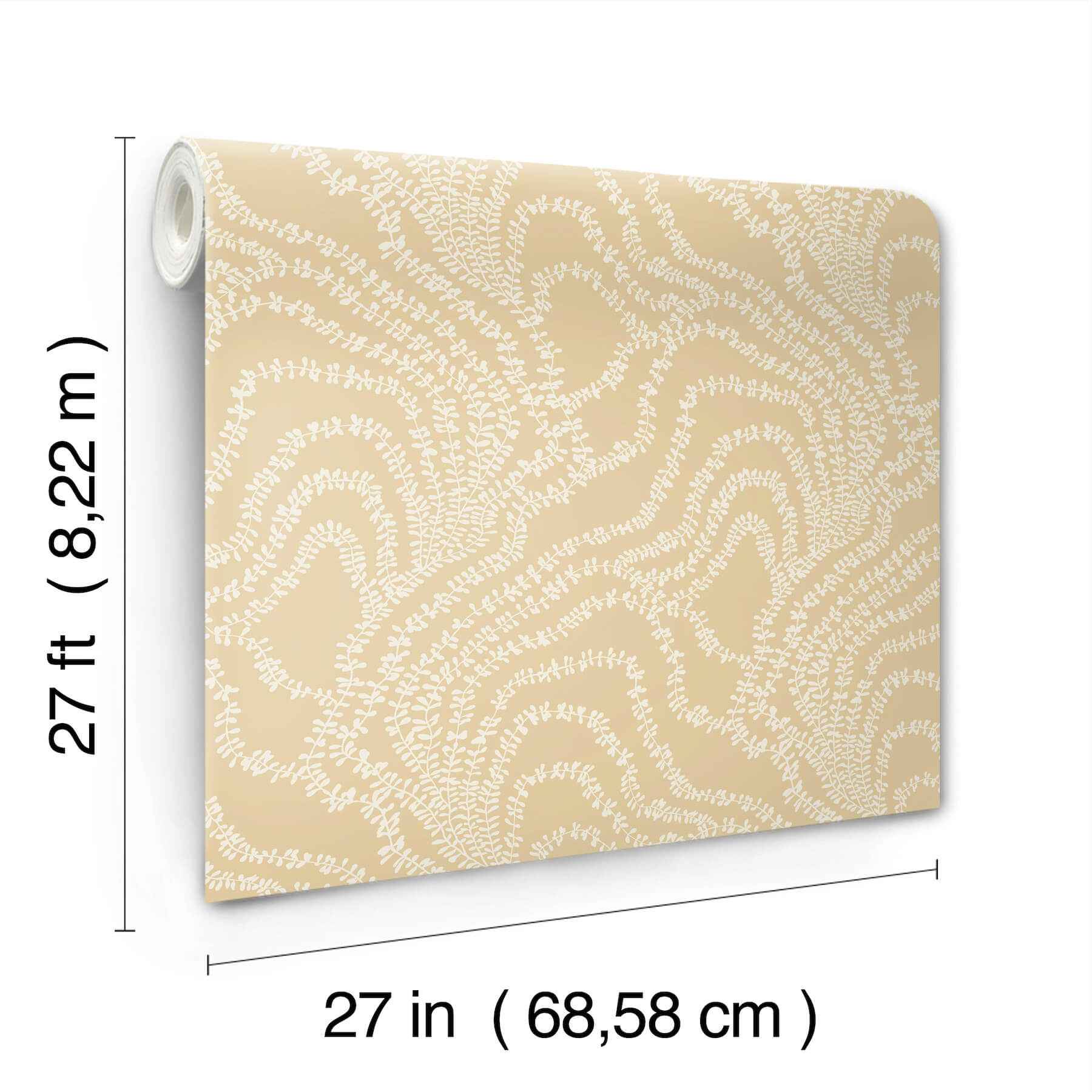 String of Pearls Butter Vine Wallpaper - York Wallcoverings - VR1515 - York Wallcoverings Wallpaper