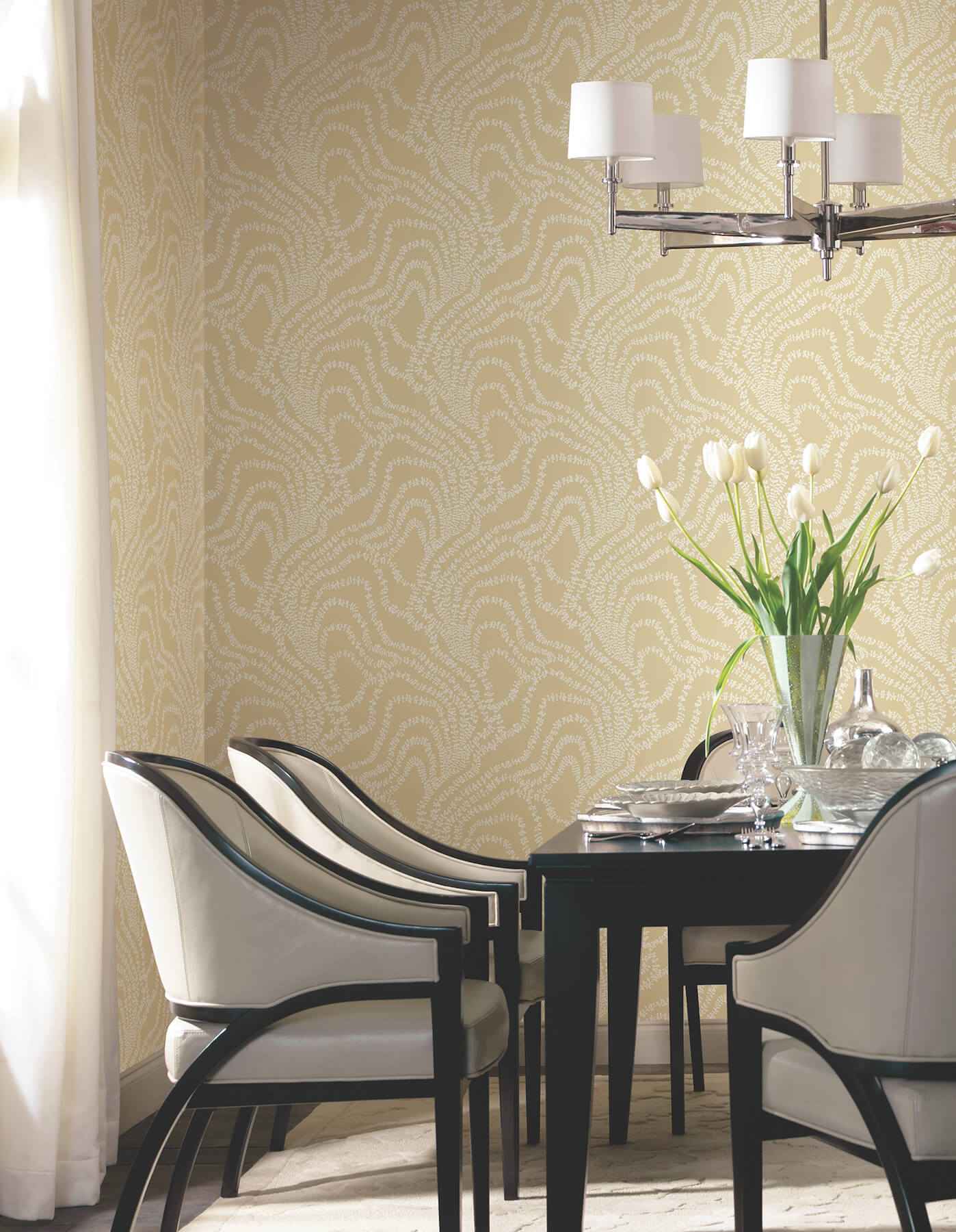 String of Pearls Butter Vine Wallpaper - York Wallcoverings - VR1515 - York Wallcoverings Wallpaper