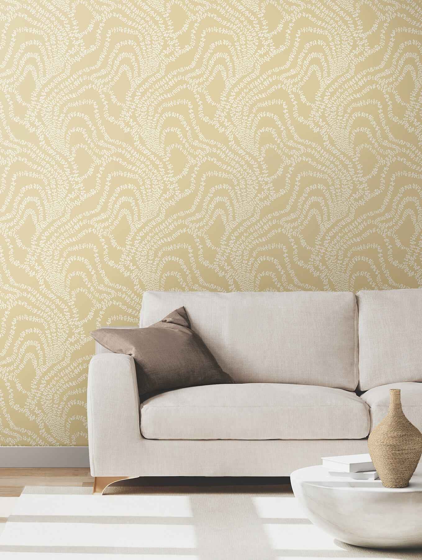 String of Pearls Butter Vine Wallpaper - York Wallcoverings - VR1515 - York Wallcoverings Wallpaper