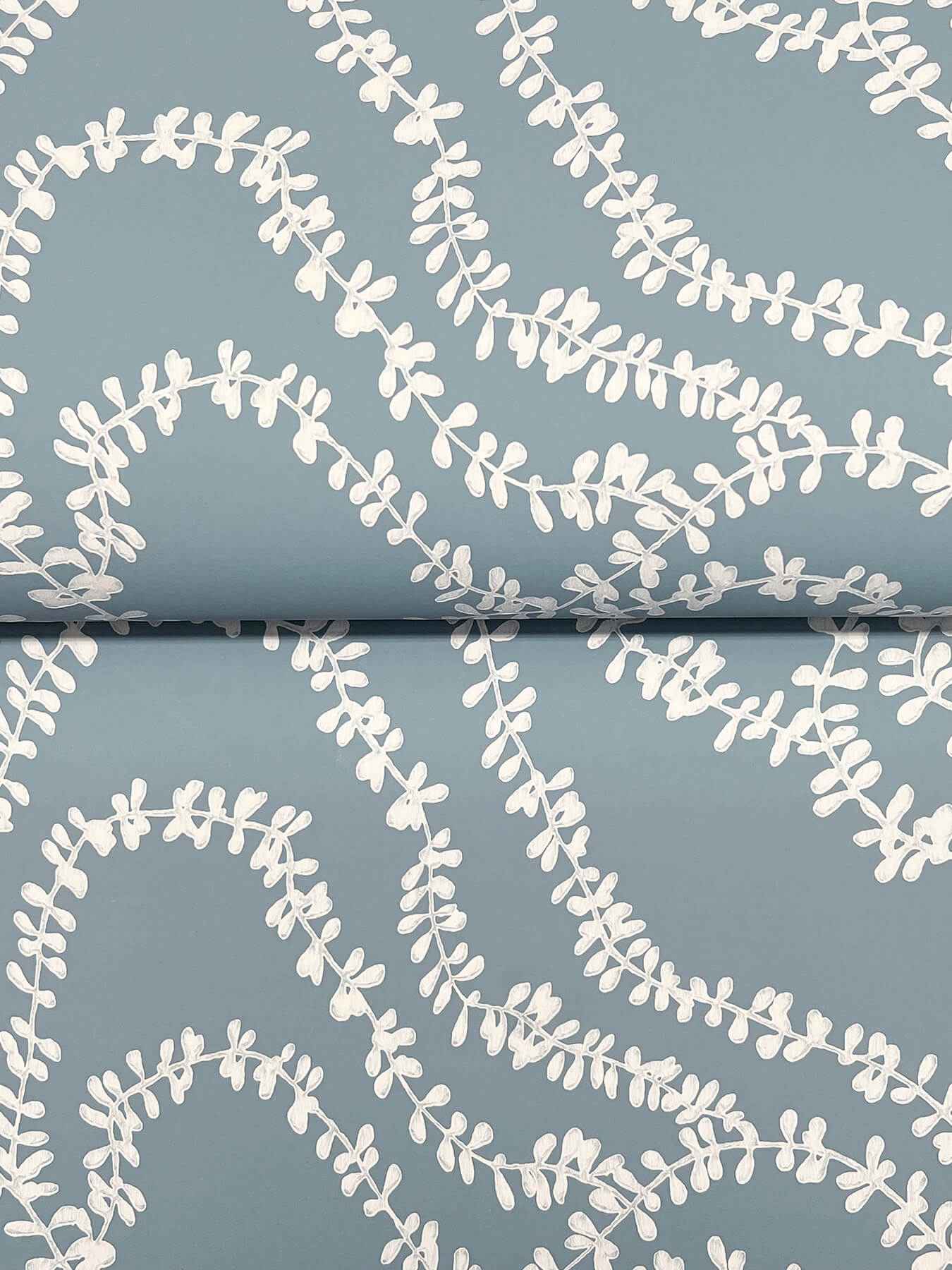 String of Pearls Denim Vine Wallpaper - York Wallcoverings - VR1516 - York Wallcoverings Wallpaper