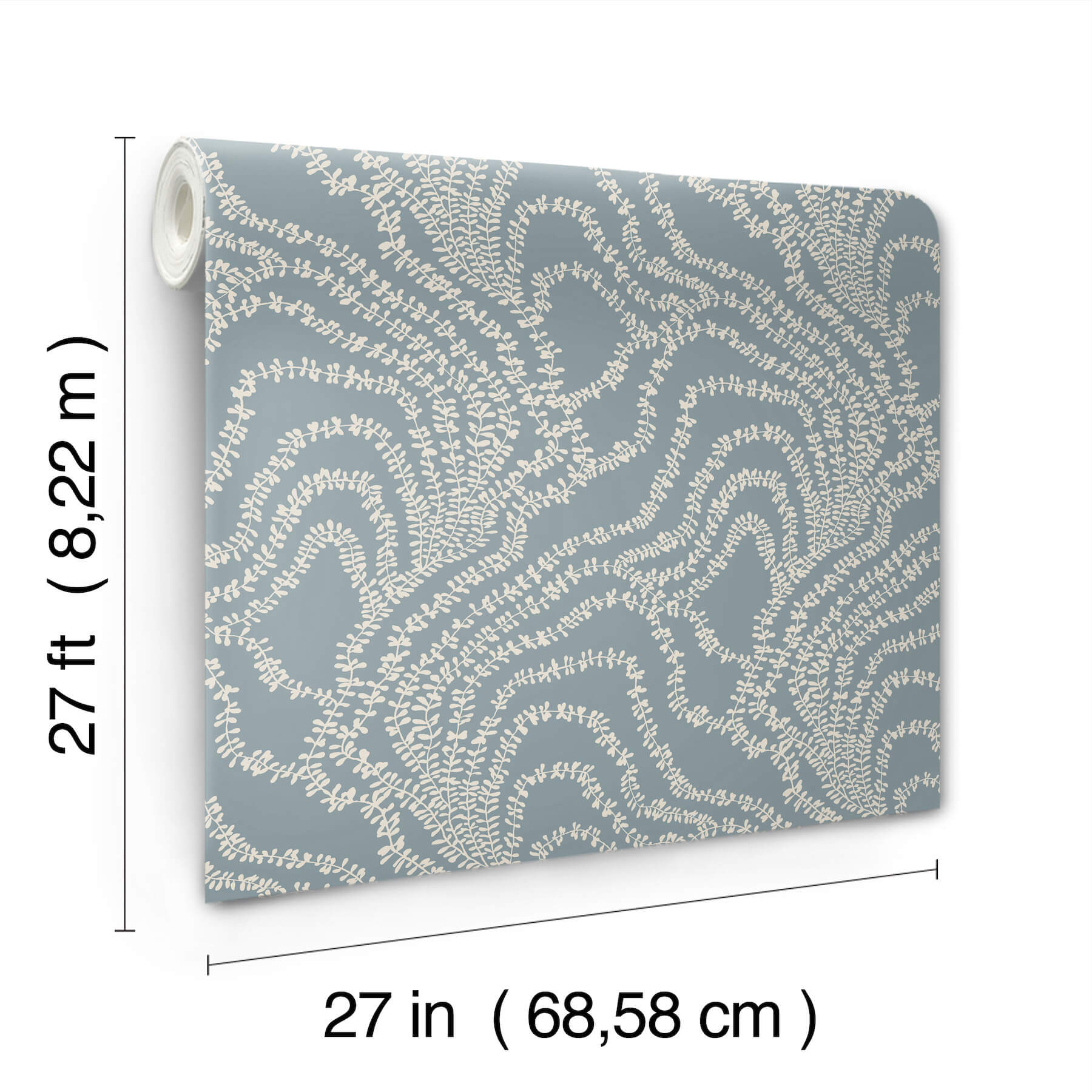 string-of-pearls-denim-vine-wallpaper-york-wallcoverings-vr1516 - York Wallcoverings Wallpaper