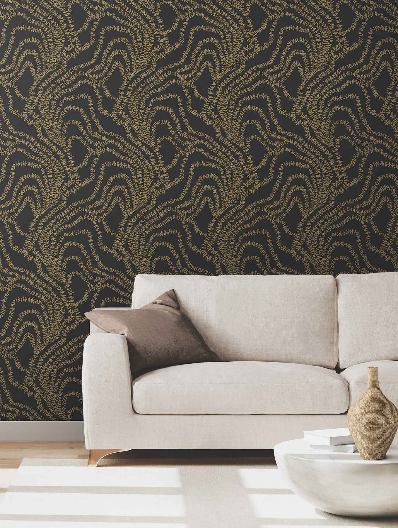 String of Pearls Gold Vine Wallpaper - York Wallcoverings - VR1517 - York Wallcoverings Wallpaper