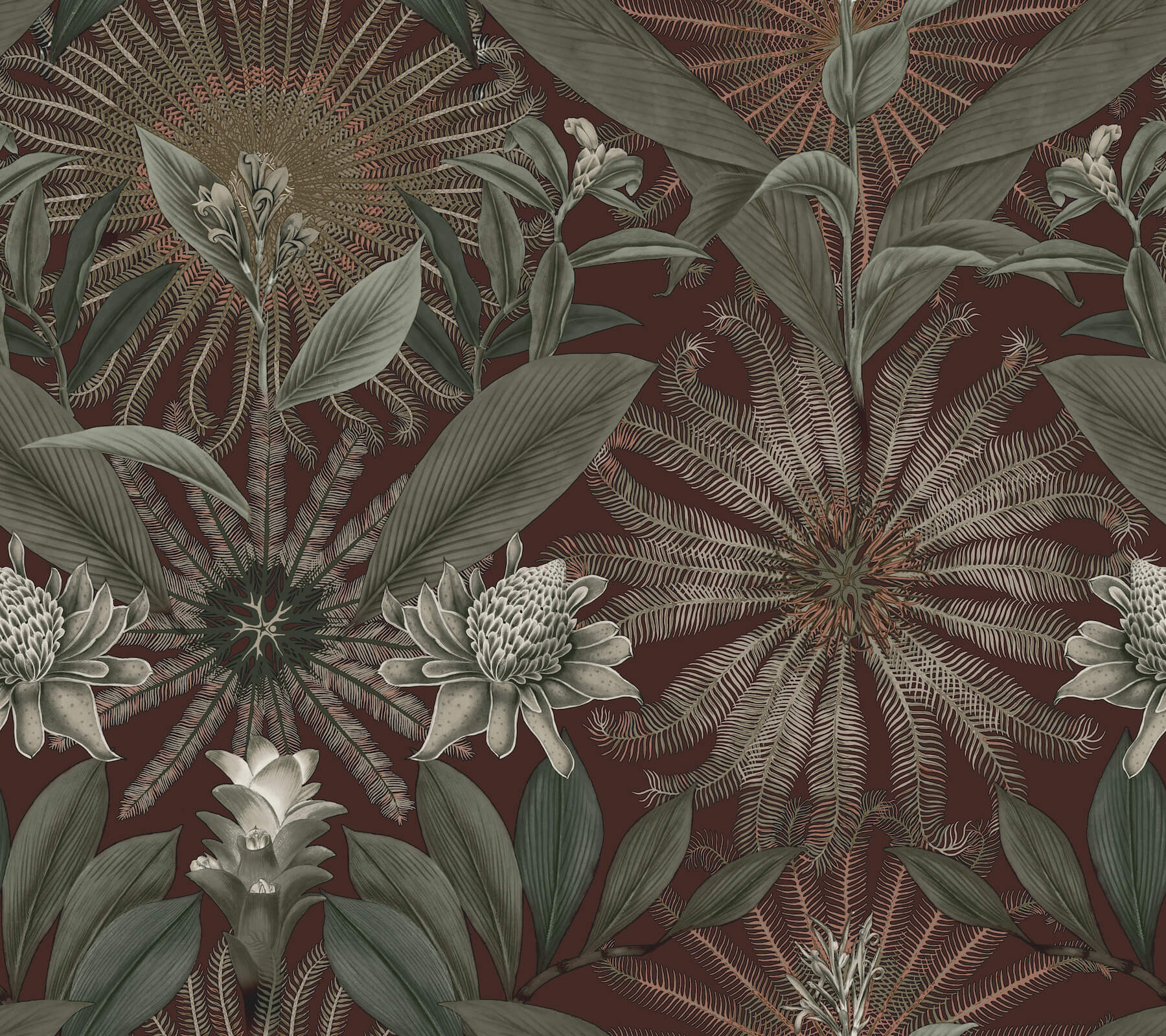 enchanted-garden-maroon-tropical-wallpaper-york-wallcoverings-vr1528 - York Wallcoverings Wallpaper