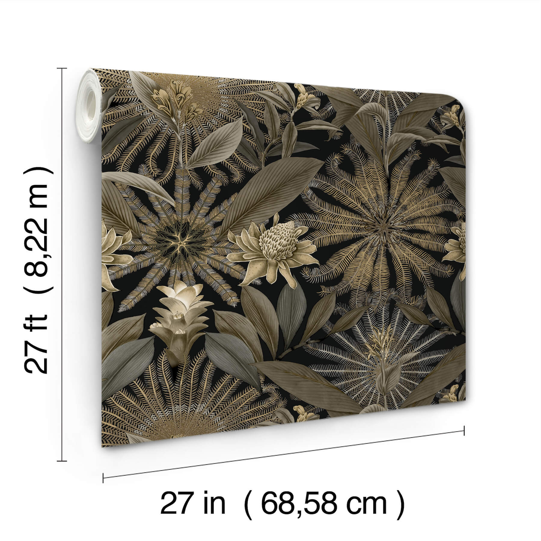 enchanted-garden-black-tropical-wallpaper-york-wallcoverings-vr1531 - York Wallcoverings Wallpaper