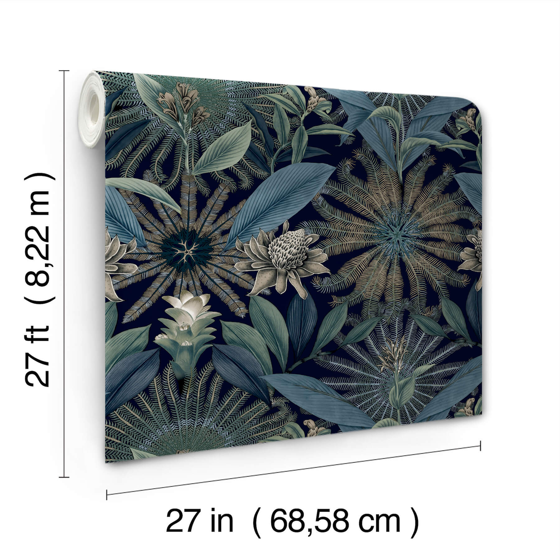 enchanted-garden-navy-tropical-wallpaper-york-wallcoverings-vr1532 - York Wallcoverings Wallpaper