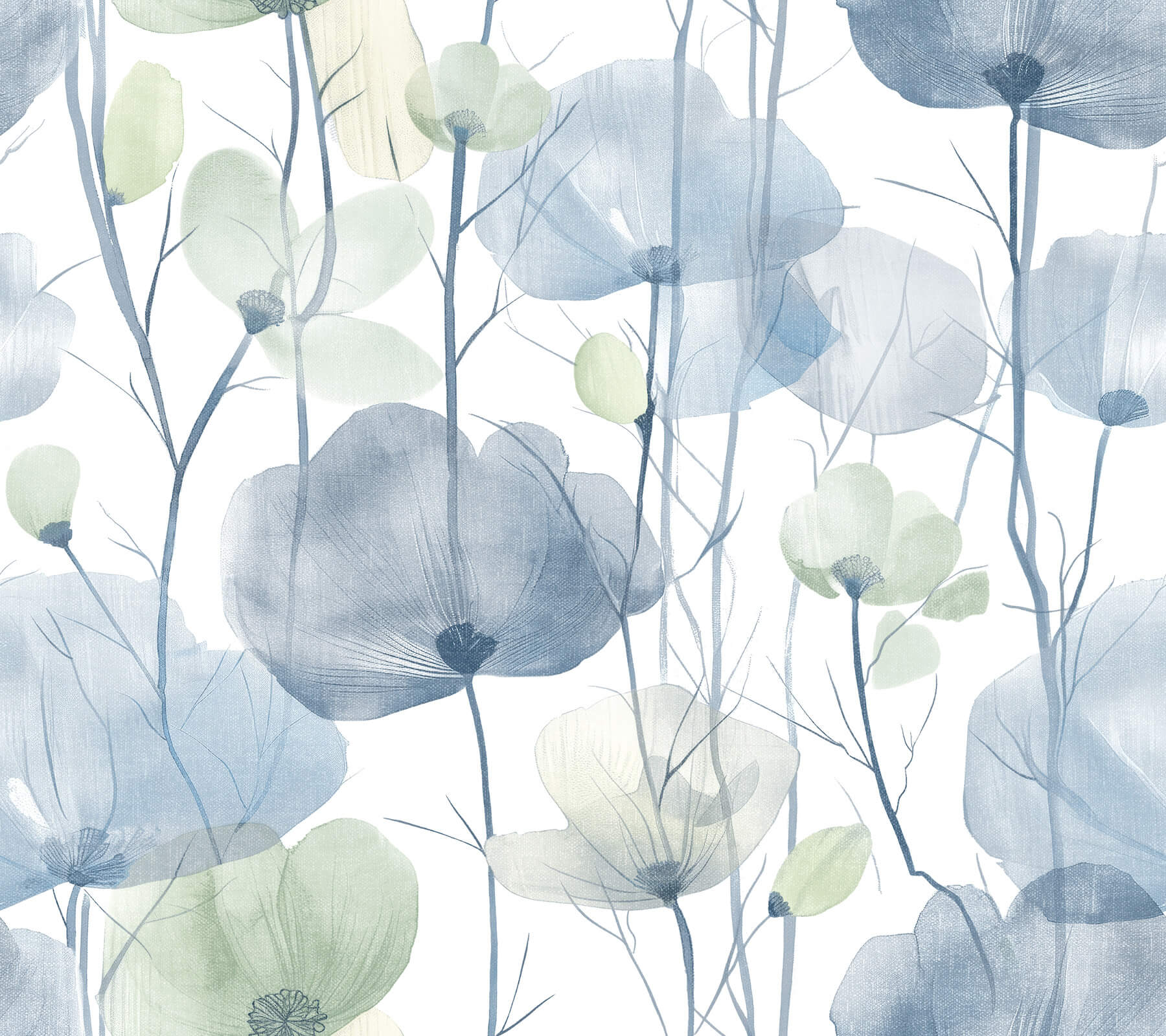 cotswolds-poppies-blue-floral-wallpaper-york-wallcoverings-vr1535 - York Wallcoverings Wallpaper