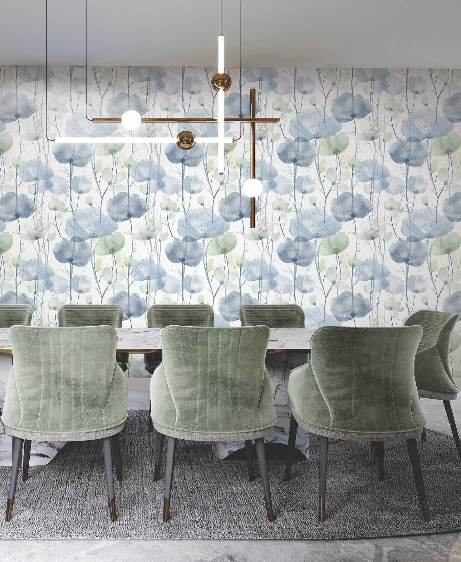 Cotswolds Poppies Blue Floral Wallpaper - York Wallcoverings - VR1535 - York Wallcoverings Wallpaper