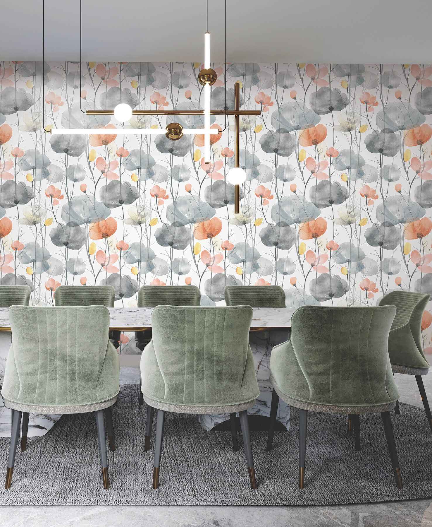 Cotswolds Poppies Coral Floral Wallpaper - York Wallcoverings - VR1537 - York Wallcoverings Wallpaper