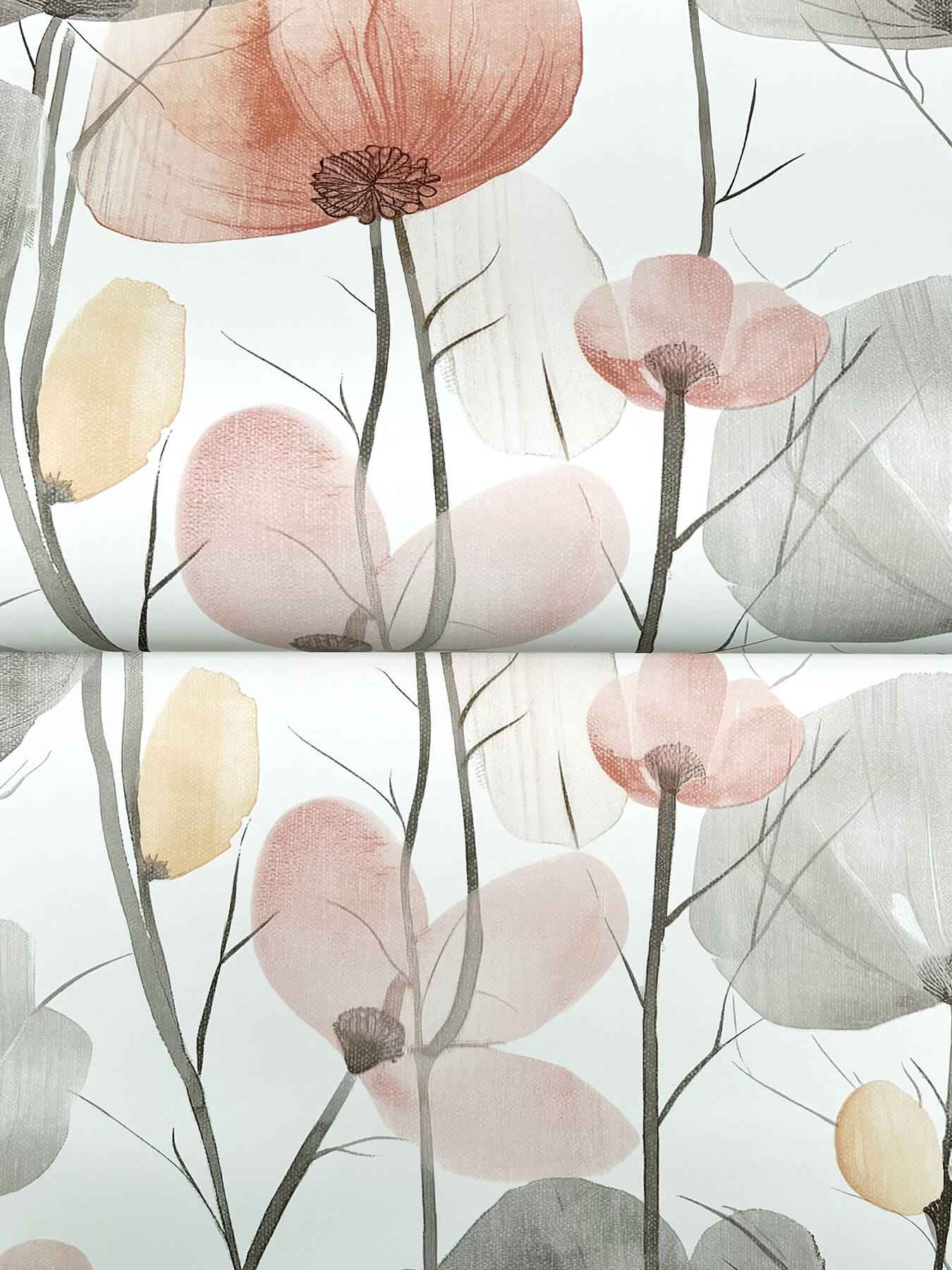 Cotswolds Poppies Pastel Floral Wallpaper - York Wallcoverings - VR1538 - York Wallcoverings Wallpaper