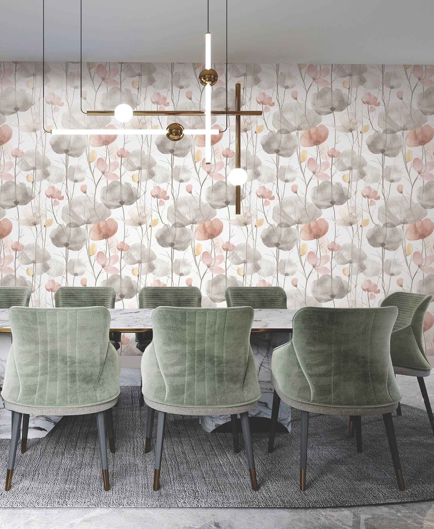 Cotswolds Poppies Pastel Floral Wallpaper - York Wallcoverings - VR1538 - York Wallcoverings Wallpaper
