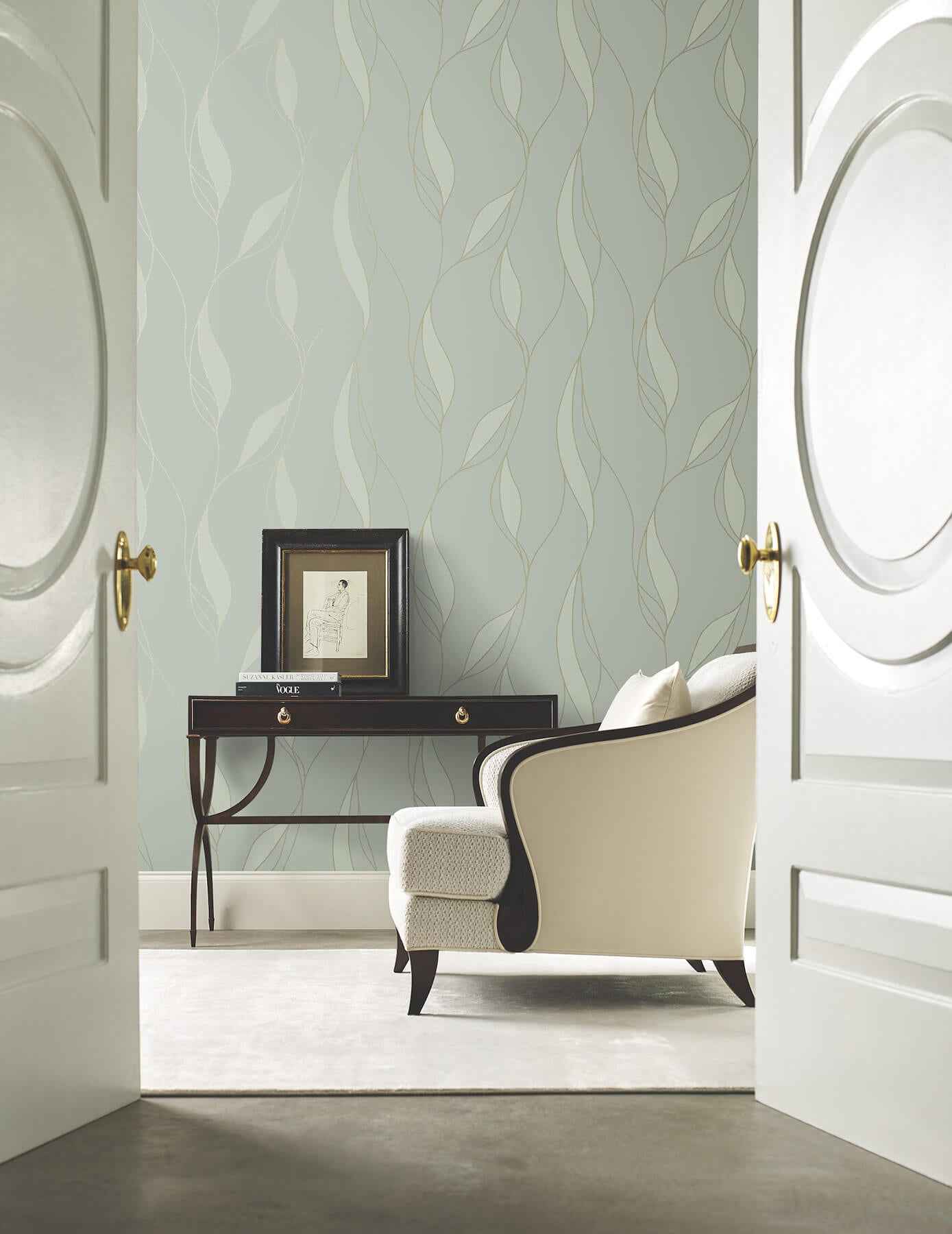 Society Hill Mint Abstract Leaf Wallpaper - York Wallcoverings - VR1547