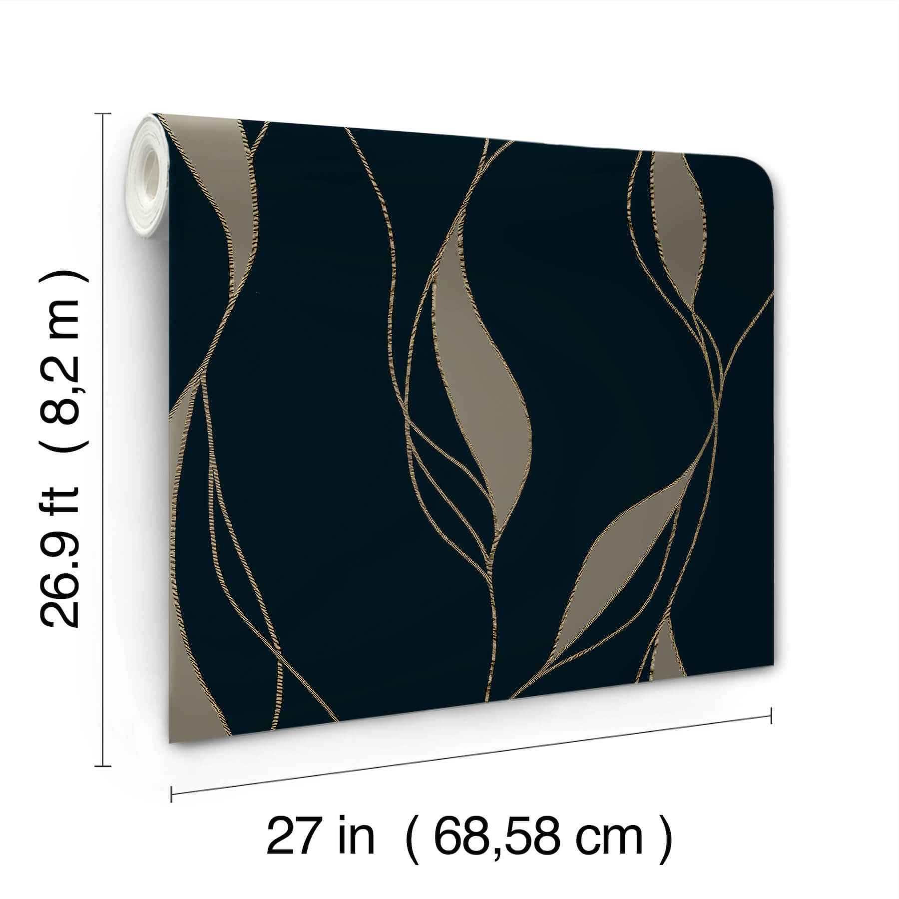 Society Hill Black Abstract Leaf Wallpaper - York Wallcoverings - VR1549 - York Wallcoverings Wallpaper
