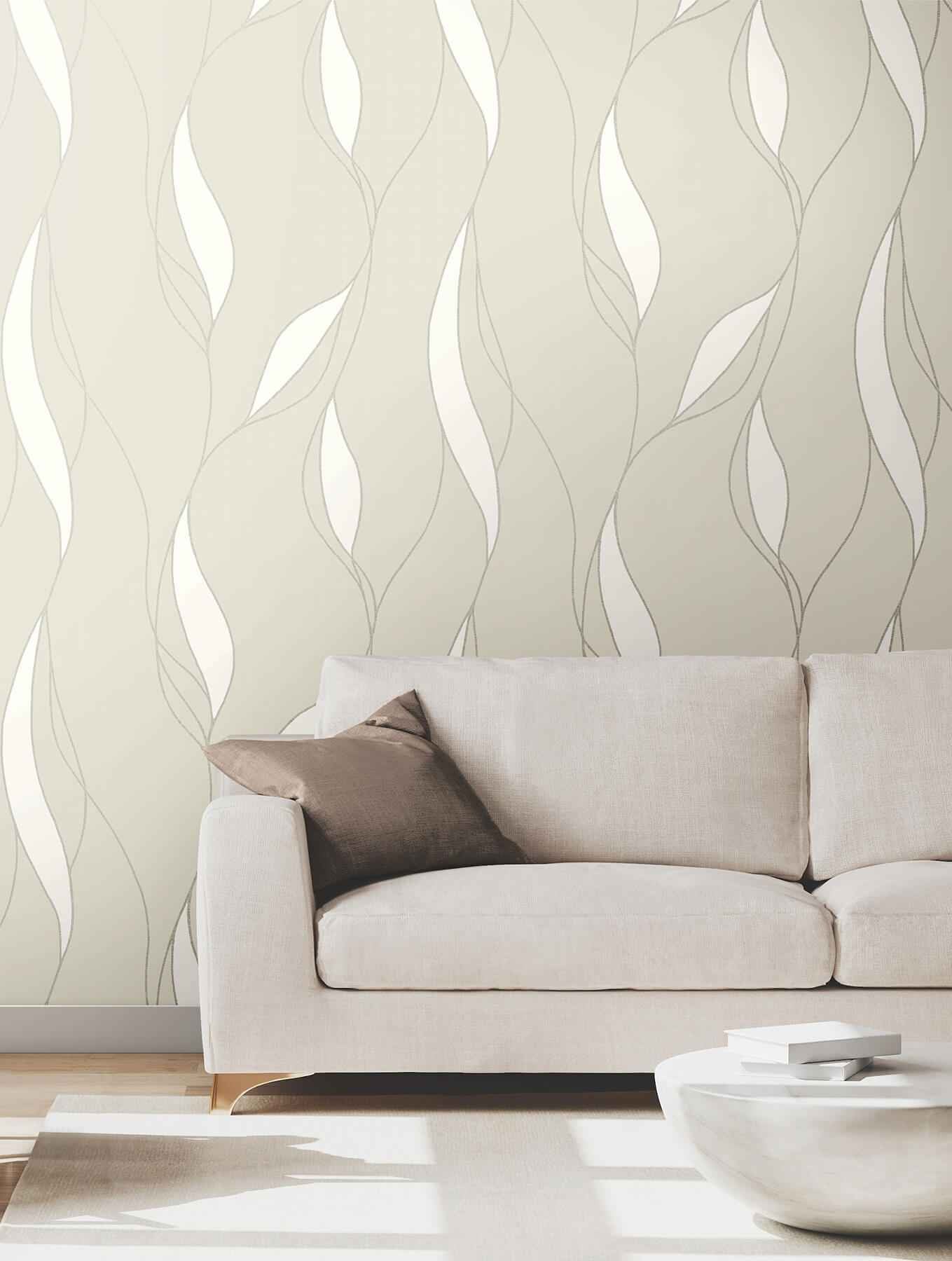 Society Hill Dove Abstract Leaf Wallpaper - York Wallcoverings - VR1550 - York Wallcoverings Wallpaper
