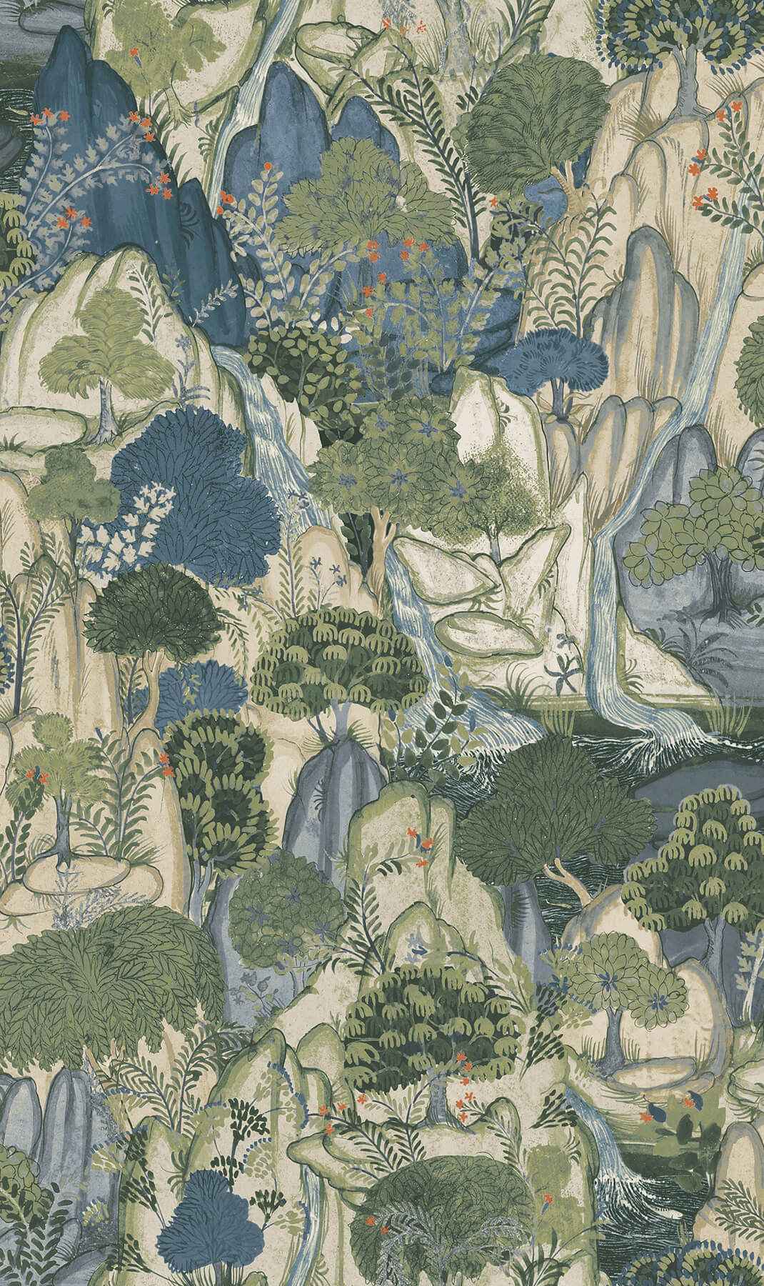 Falling Waters Sapphire Scenic Wallpaper - York Wallcoverings - VR1554