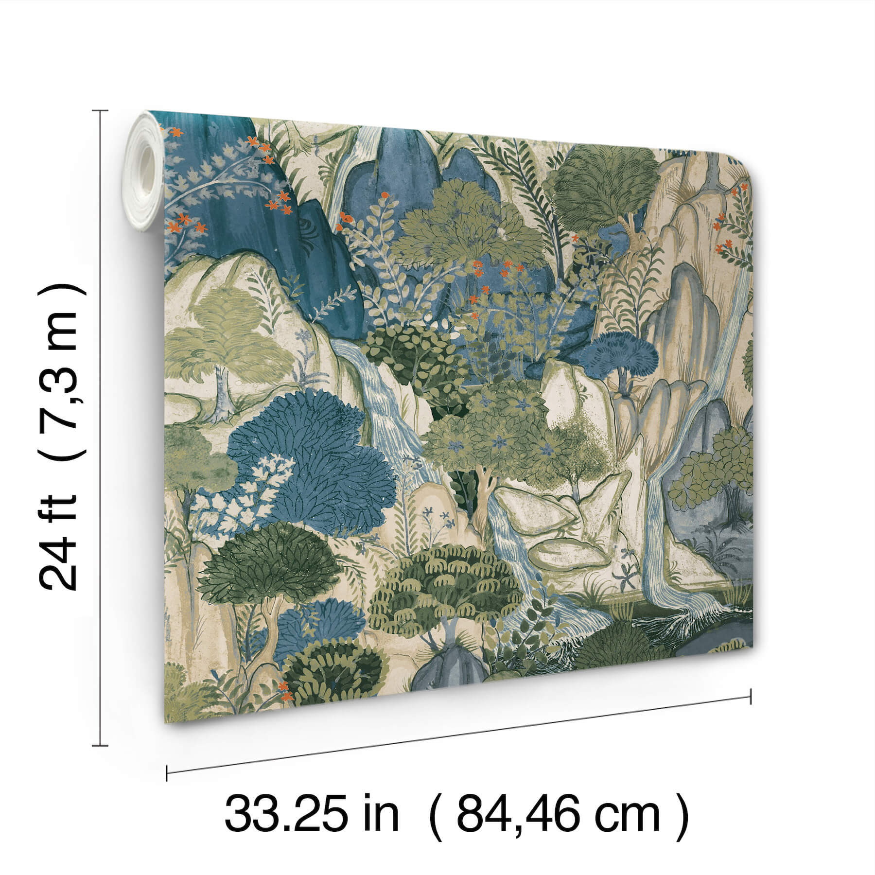 falling-waters-sapphire-scenic-wallpaper-york-wallcoverings-vr1554 - York Wallcoverings Wallpaper