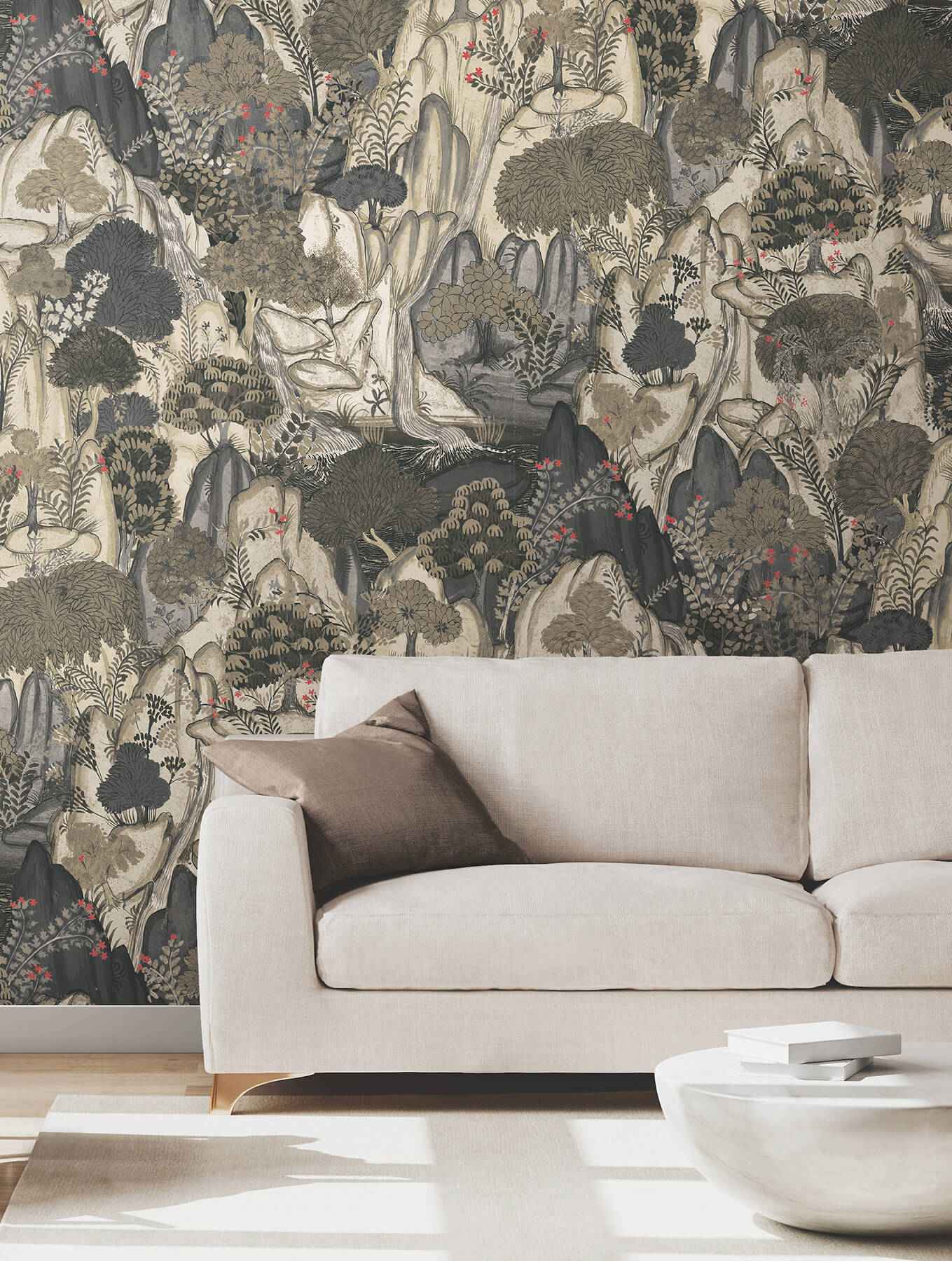 Falling Waters Neutral Scenic Wallpaper - York Wallcoverings - VR1555 - York Wallcoverings Wallpaper