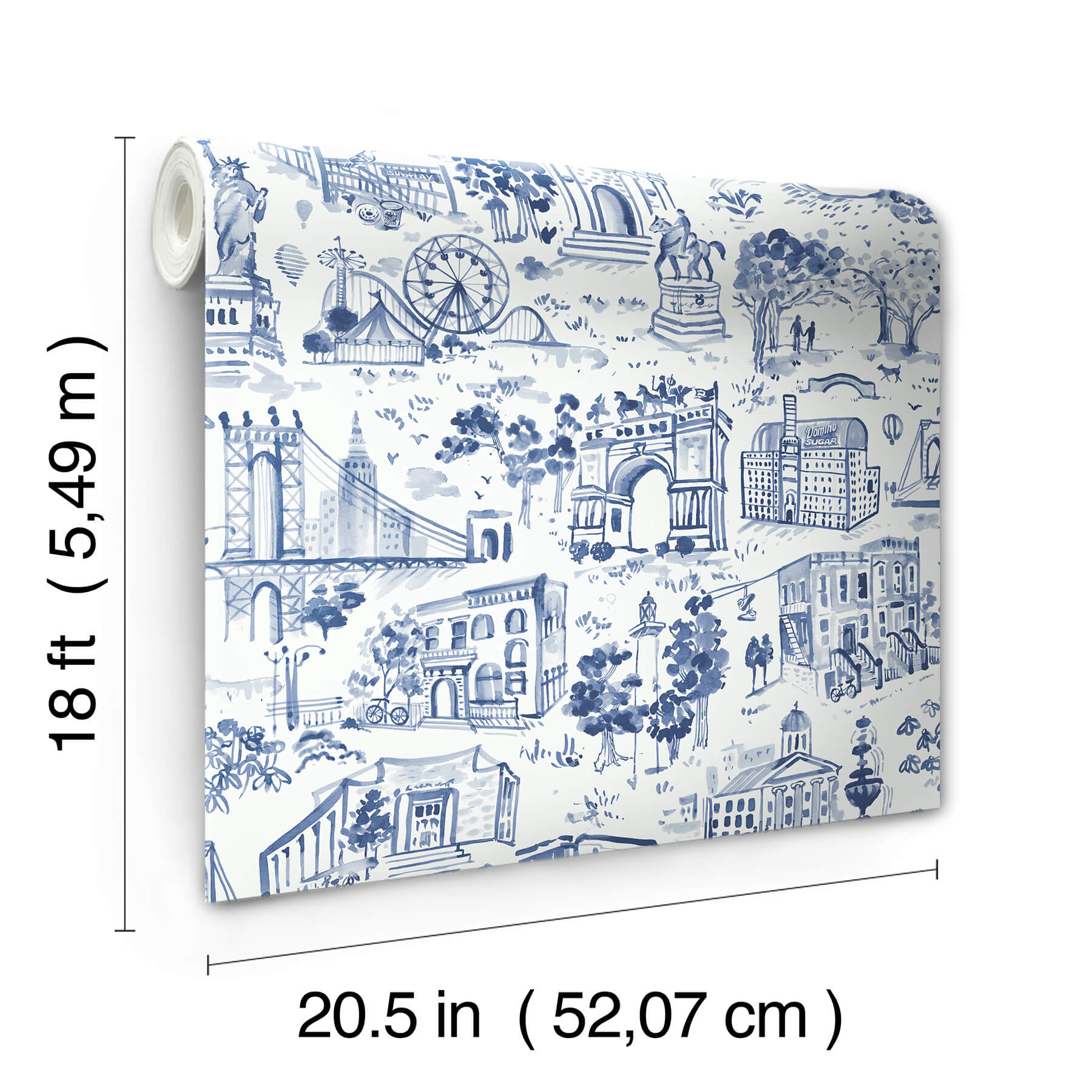toile-de-new-york-navy-peel-and-stick-wallpaper-york-wallcoverings-bbs6544 - York Wallcoverings Wallpaper