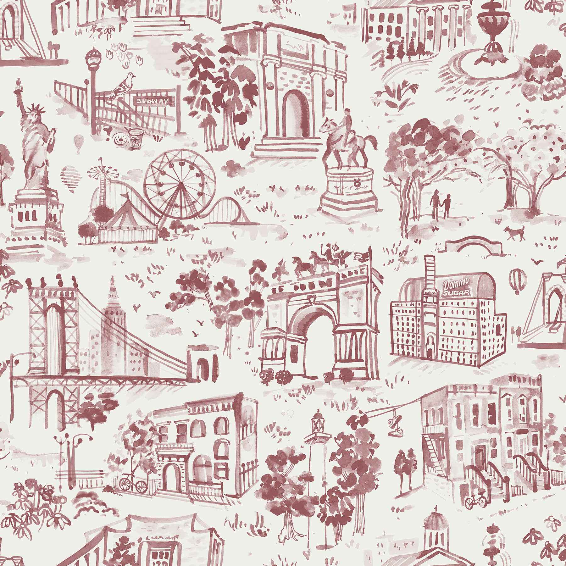 Toile De New York Brick Peel and Stick Wallpaper - York Wallcoverings - BBS6545