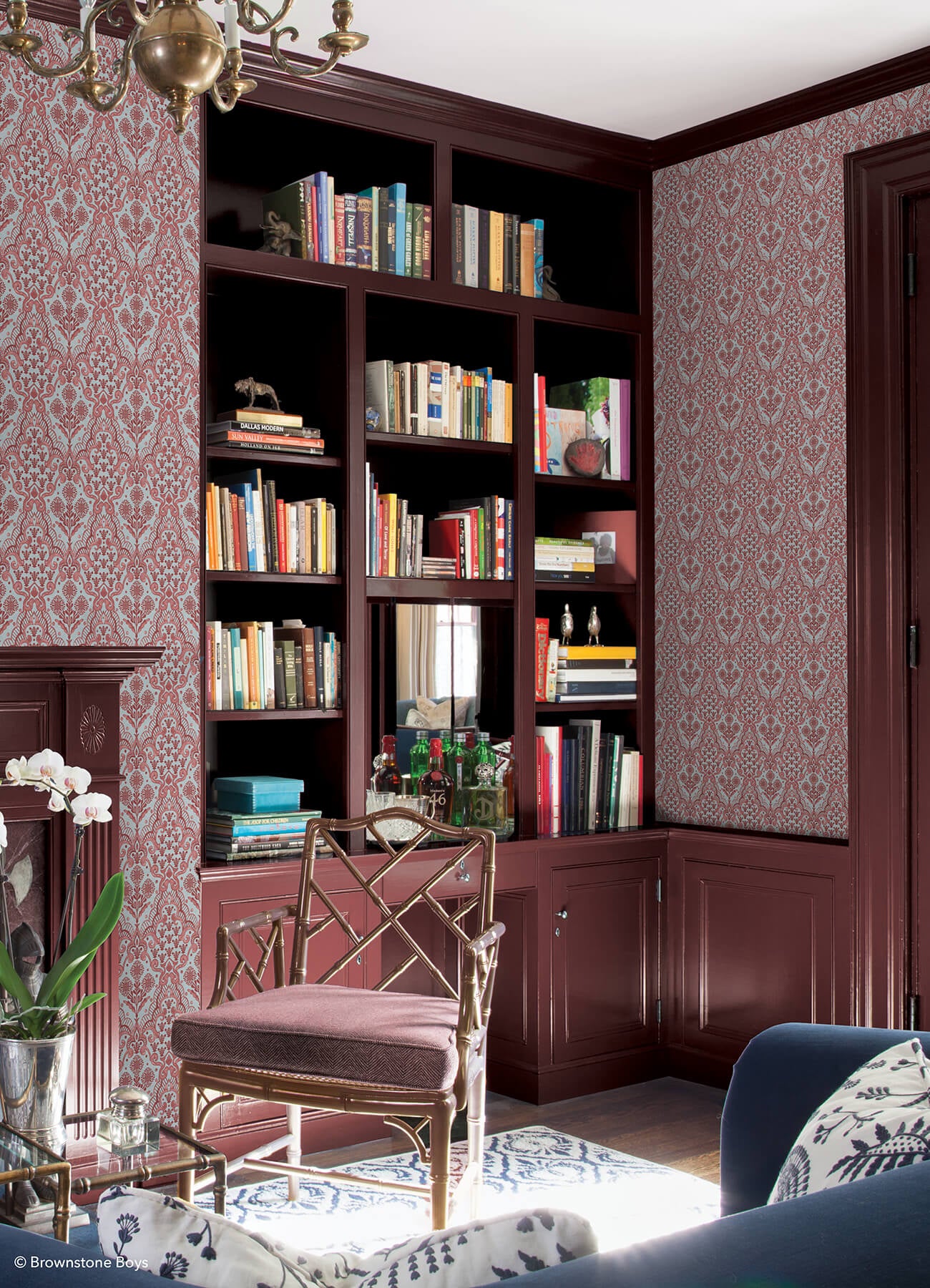 brownstone-blooms-brick-and-sky-peel-and-stick-wallpaper-york-wallcoverings-bbs6550 - York Wallcoverings Wallpaper