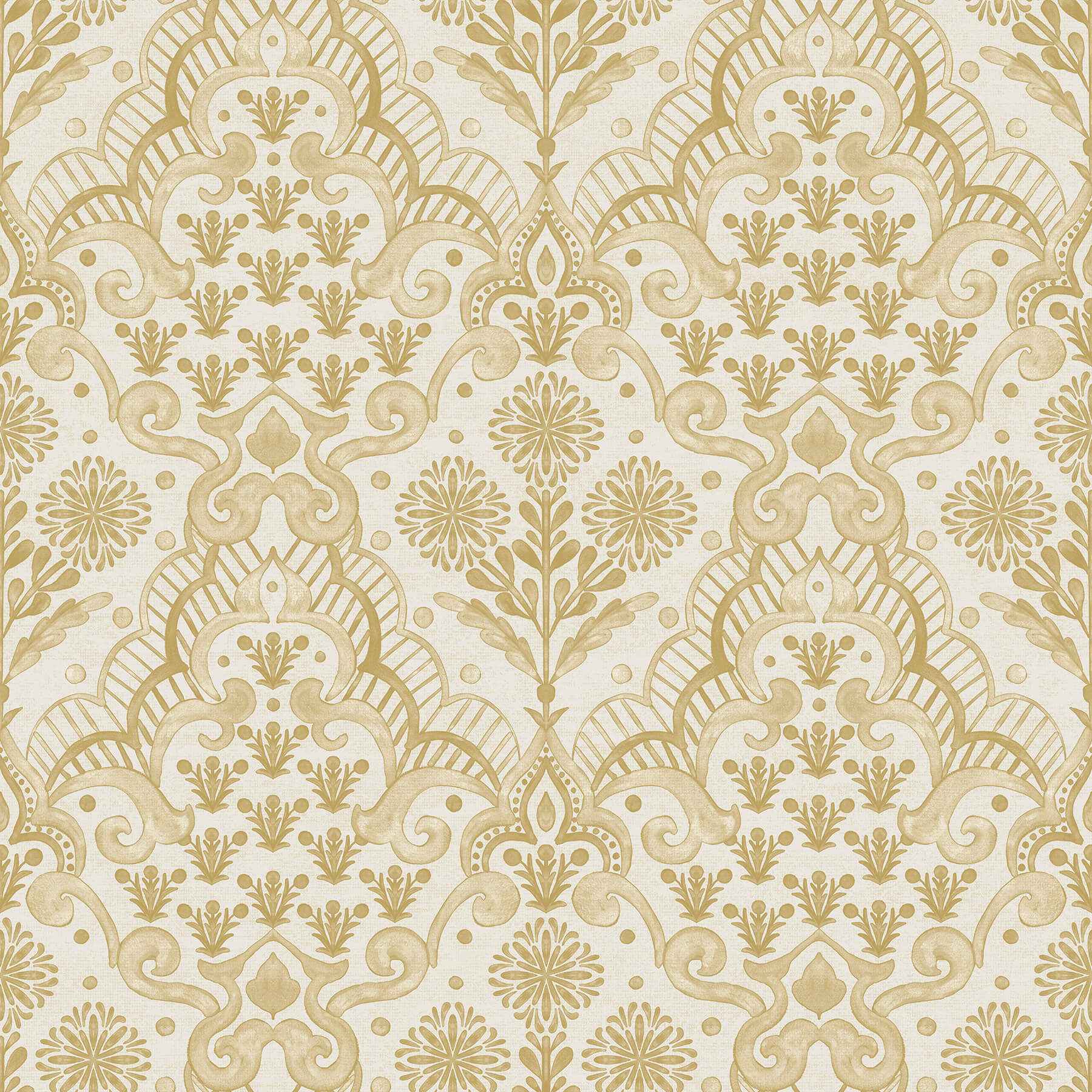 Brownstone Blooms Ochre Peel and Stick Wallpaper - York Wallcoverings - BBS6551