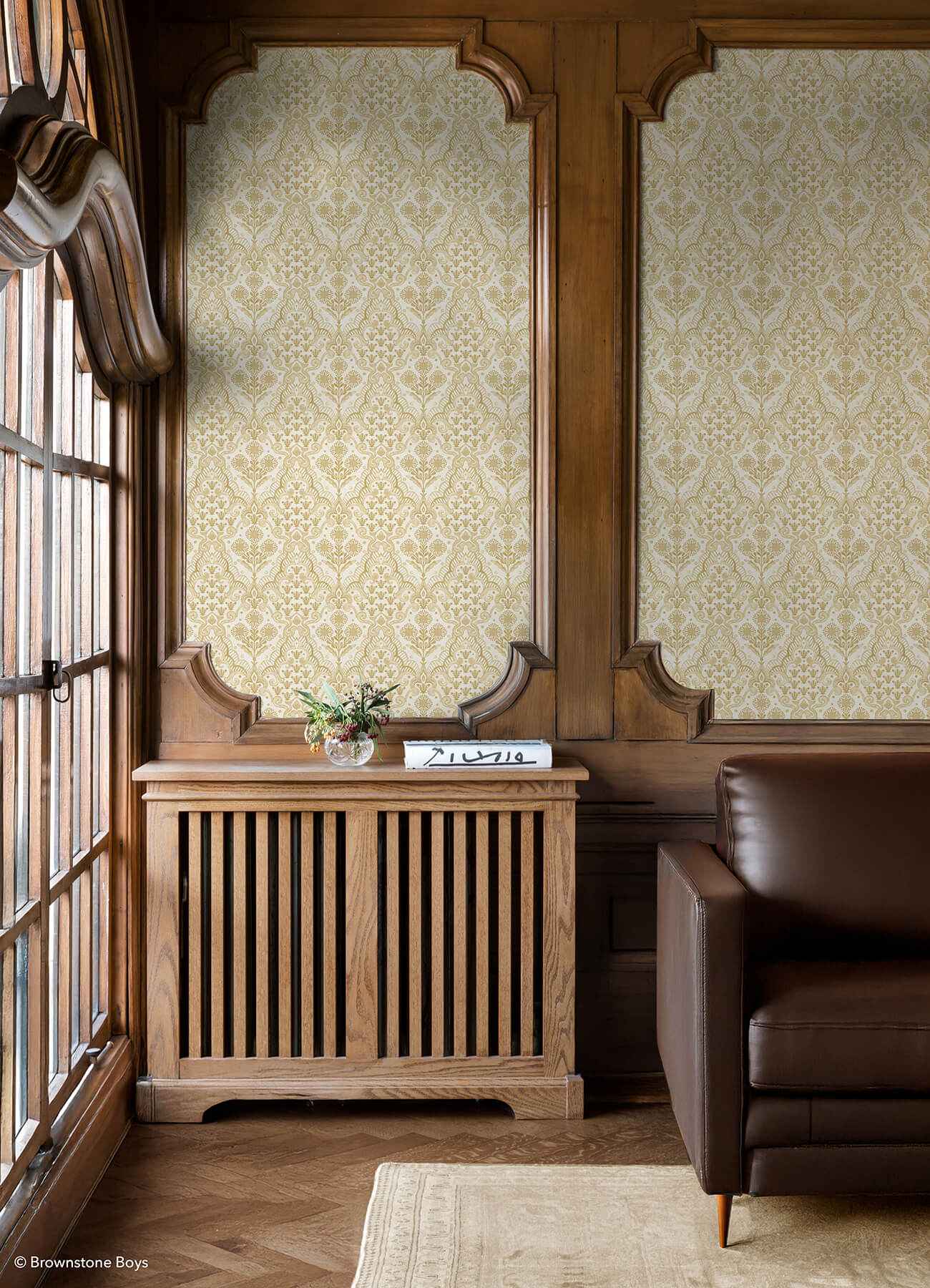 Brownstone Blooms Ochre Peel and Stick Wallpaper - York Wallcoverings - BBS6551 - York Wallcoverings Wallpaper