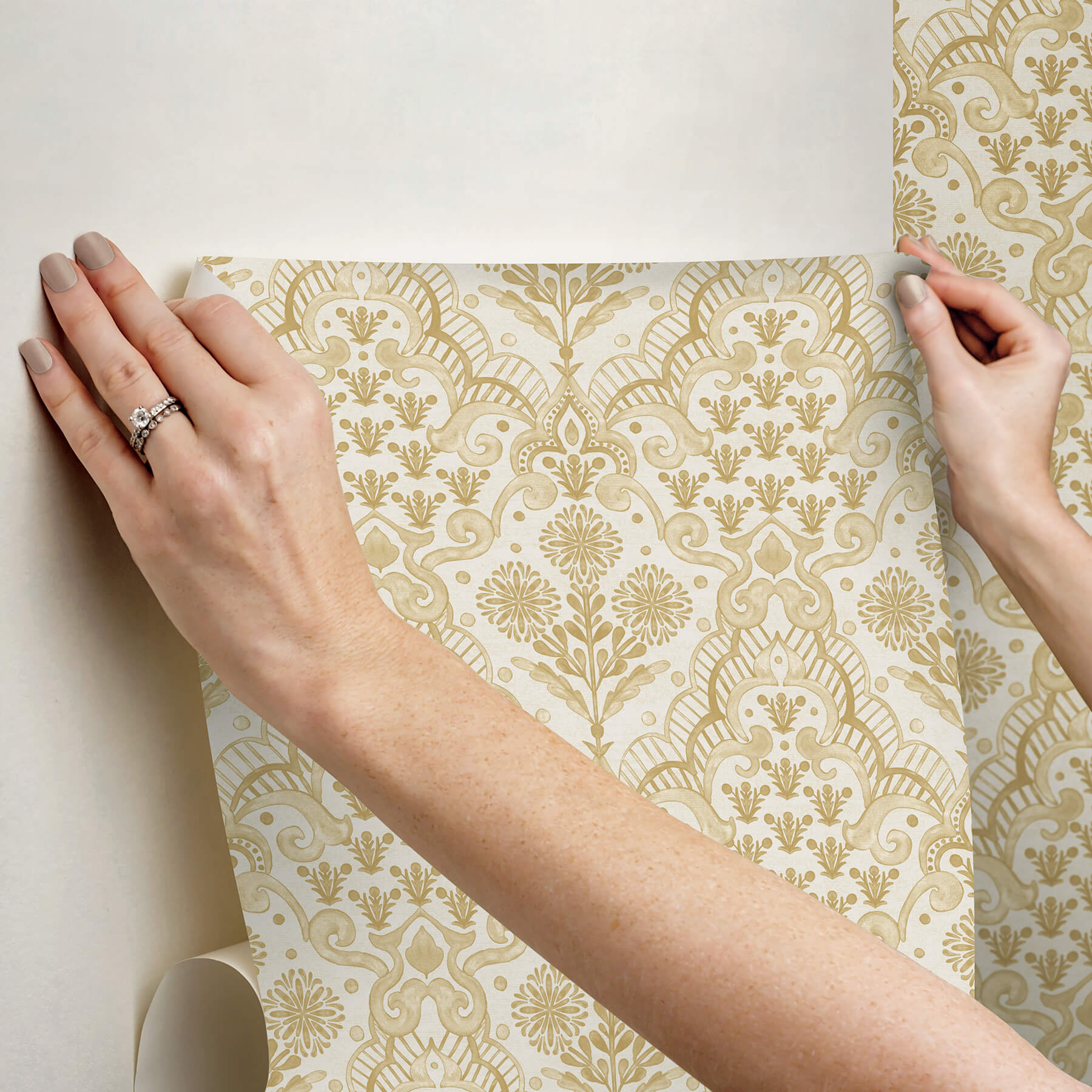 brownstone-blooms-ochre-peel-and-stick-wallpaper-york-wallcoverings-bbs6551 - York Wallcoverings Wallpaper