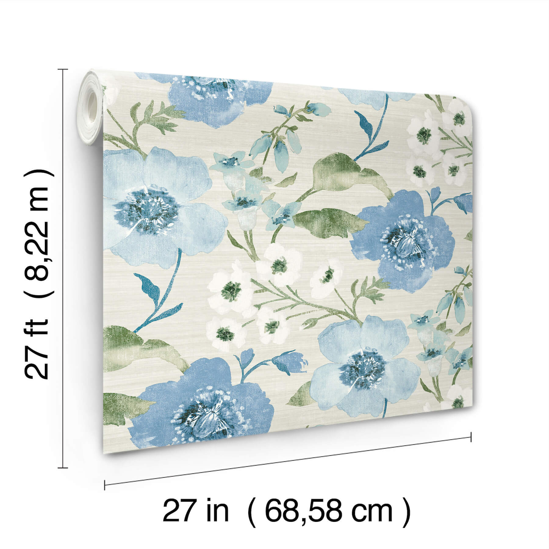 evelyn-blue-floral-wallpaper-york-wallcoverings-ll3203 - York Wallcoverings Wallpaper