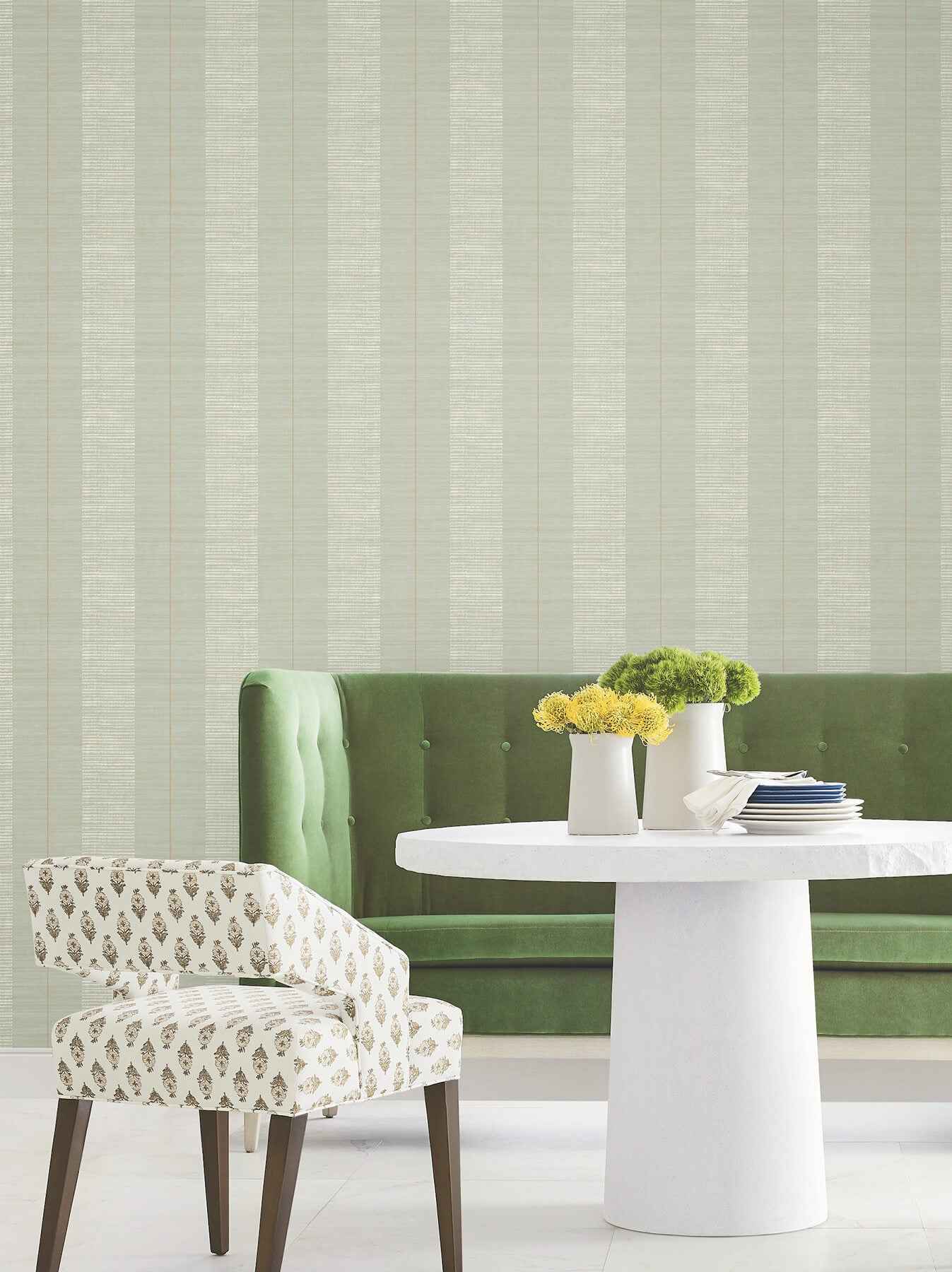 Colbert Stripe Seafoam Textured Wallpaper - York Wallcoverings - LL3206 - York Wallcoverings Wallpaper