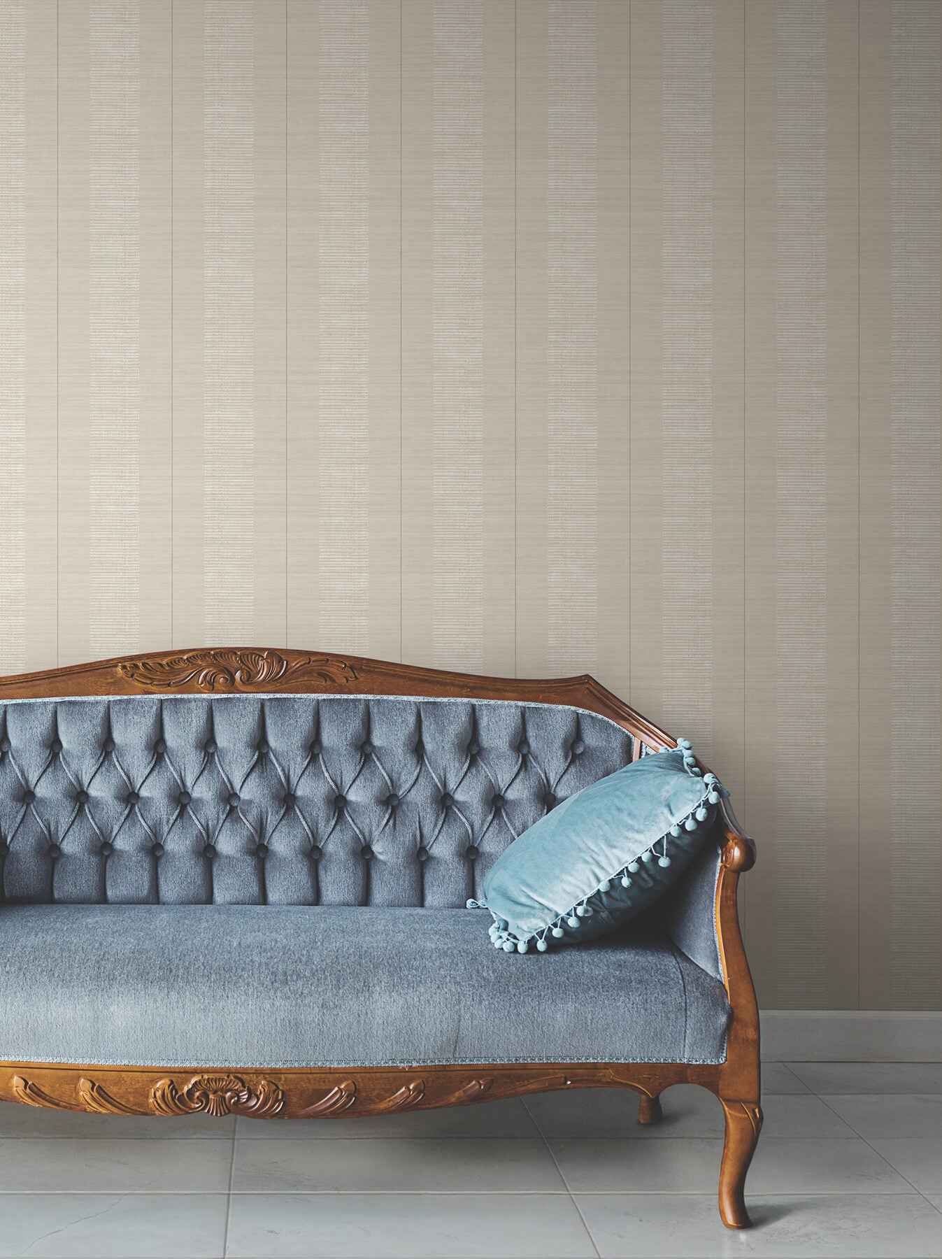 Colbert Stripe Taupe Textured Wallpaper - York Wallcoverings - LL3209