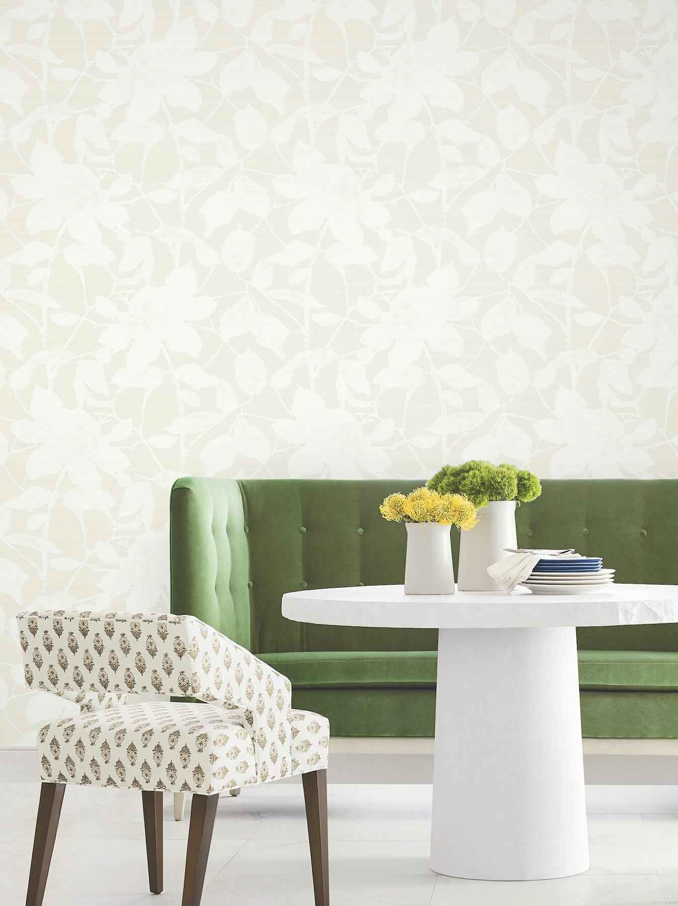 Solange Dove Botanical Wallpaper - York Wallcoverings - LL3212 - York Wallcoverings Wallpaper